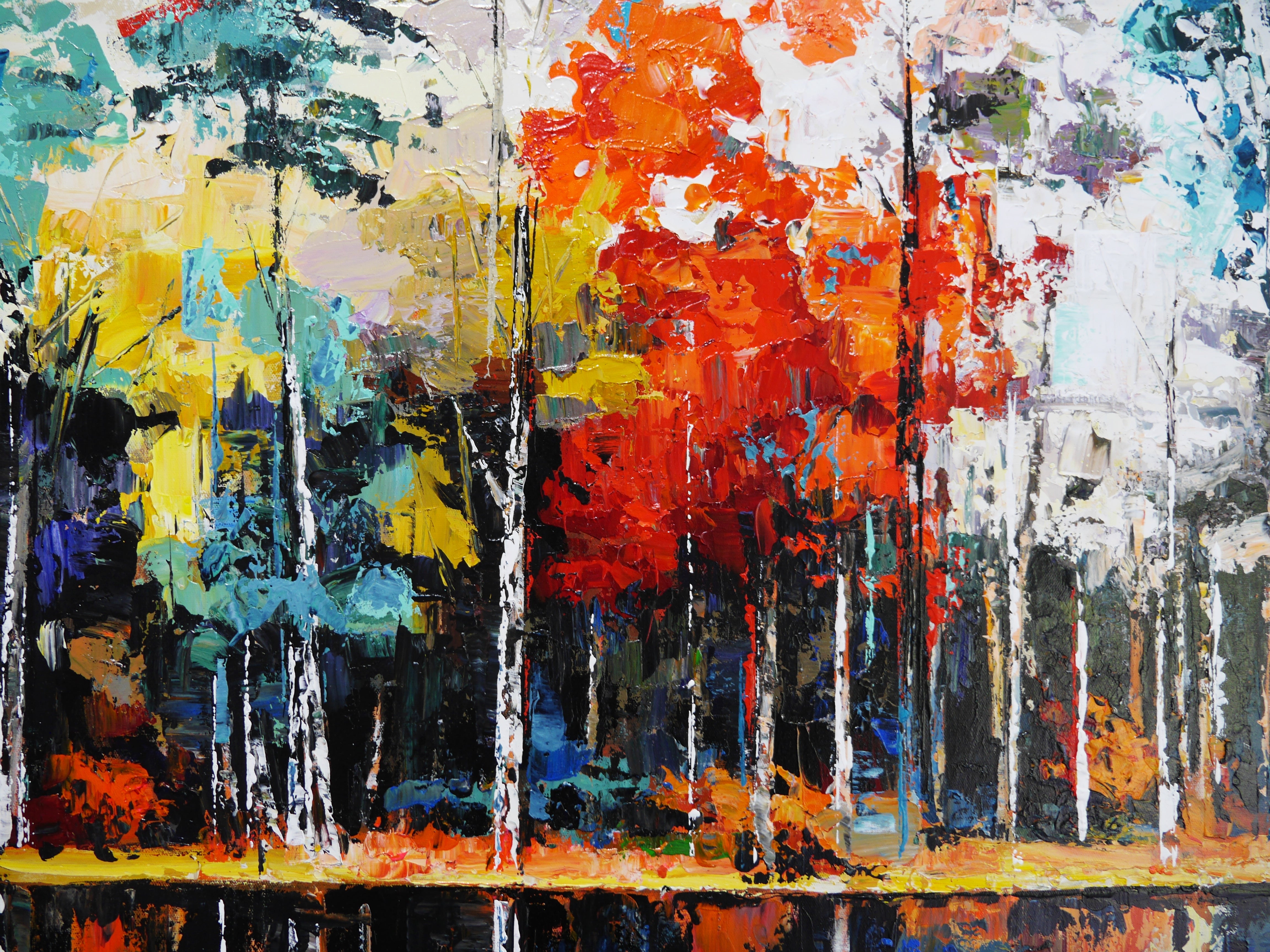 Lakeside 190cm x 100cm Abstract Realism Framed Textured Canvas Art Painting - Perfect for Living Room, Bedroom or Office Wall Decor
