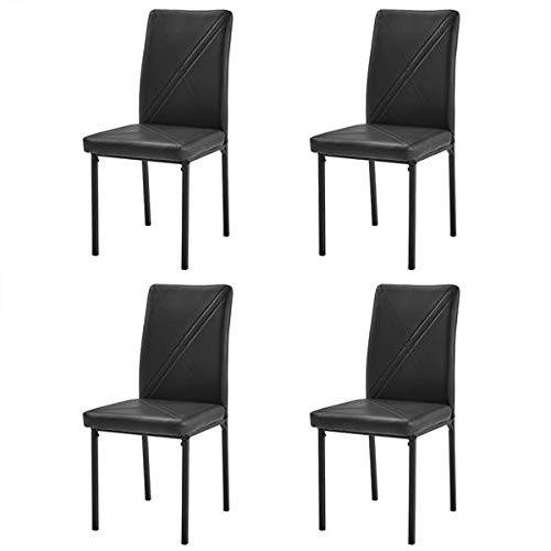 4-Piece Square Dining Table Set with Cross Backrest Chairs - Modern Black Kitchen & Dining Room Furniture for Home Decor