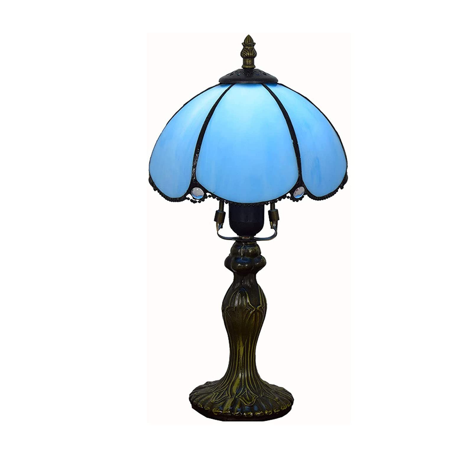 Vintage Art Deco Table Lamp - Handmade Glass Bedside Lamp for Bedroom, Living Room, Bar & Cafe - European Style Small Desk Lighting for Home & Office Decor