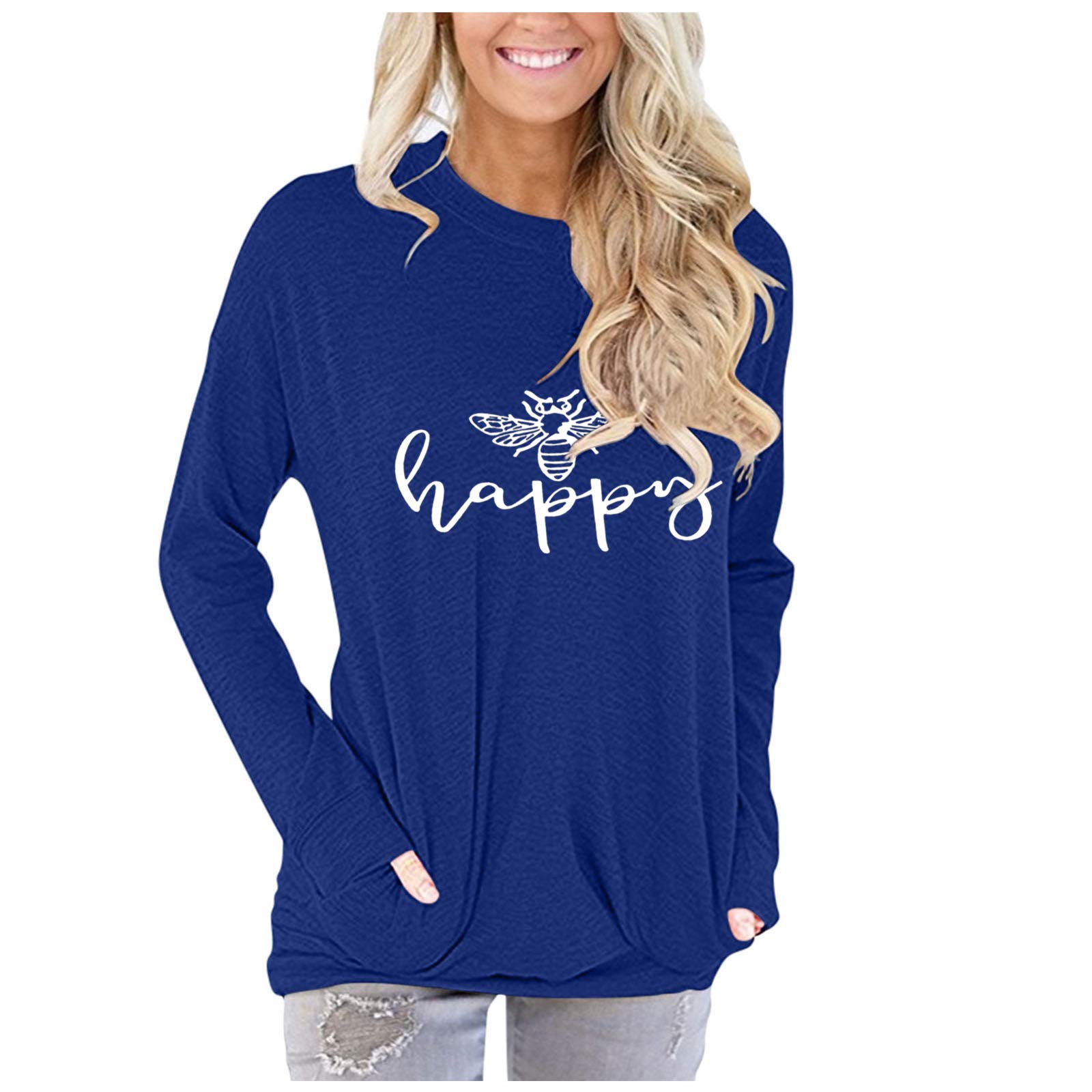 Women's Long Sleeve T-Shirts - Cute Casual Blouses with Pockets, Tunic Tops for Leggings | Love Shirts for Women | Perfect for Everyday Wear, Work & Weekend Outfits