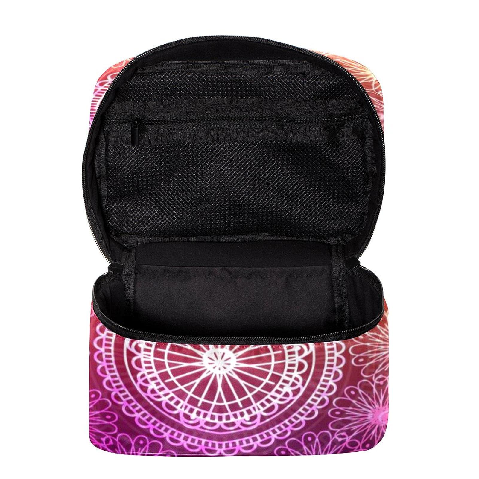 Abstract Colorful Mandala Pattern Travel Makeup Bag - Large Cosmetic Organizer with Zipper for Women & Girls | Perfect for Vacation, Gym, Beach & Daily Essentials Storage