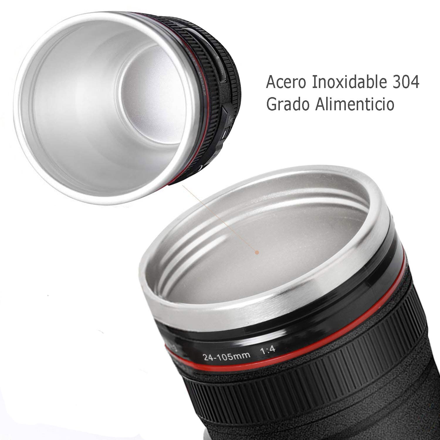Stainless Steel Travel Coffee Mug with Camera Lens Design - BPA Free Insulated Tumbler for Car, Office & Photography Enthusiasts - Perfect for Commuting, Work & Outdoor Adventures