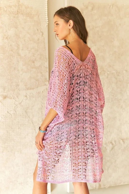 Adora Crochet Cover Up Tunic Top - Sheer High Low Openwork Summer Beachwear for Women | Perfect for Beach Vacation, Pool Party & Boho Fashion Outfits