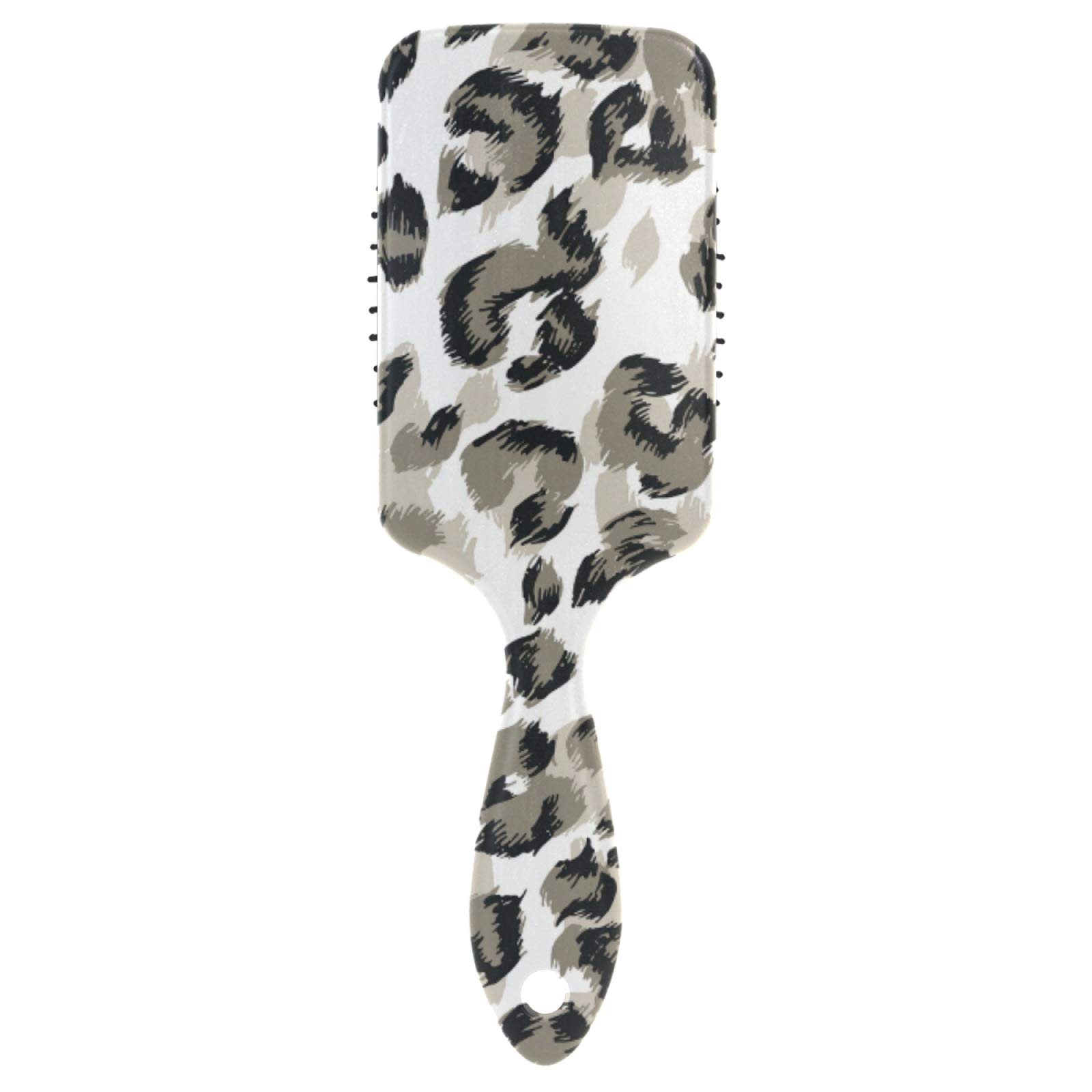 Black & Gray Leopard Detangling Hair Brush - Anti-Static Massage Comb for Women & Girls with Curly, Straight, Long or Short Hair | Perfect for Home, Travel & Salon Use