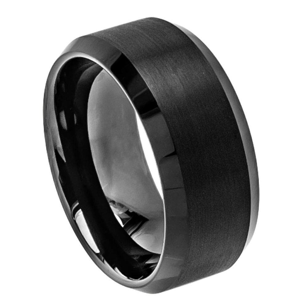 Personalized Tungsten Wedding Rings for Couples - Free Engraving, 10mm Brushed & Polished - Perfect for Anniversaries & Proposals