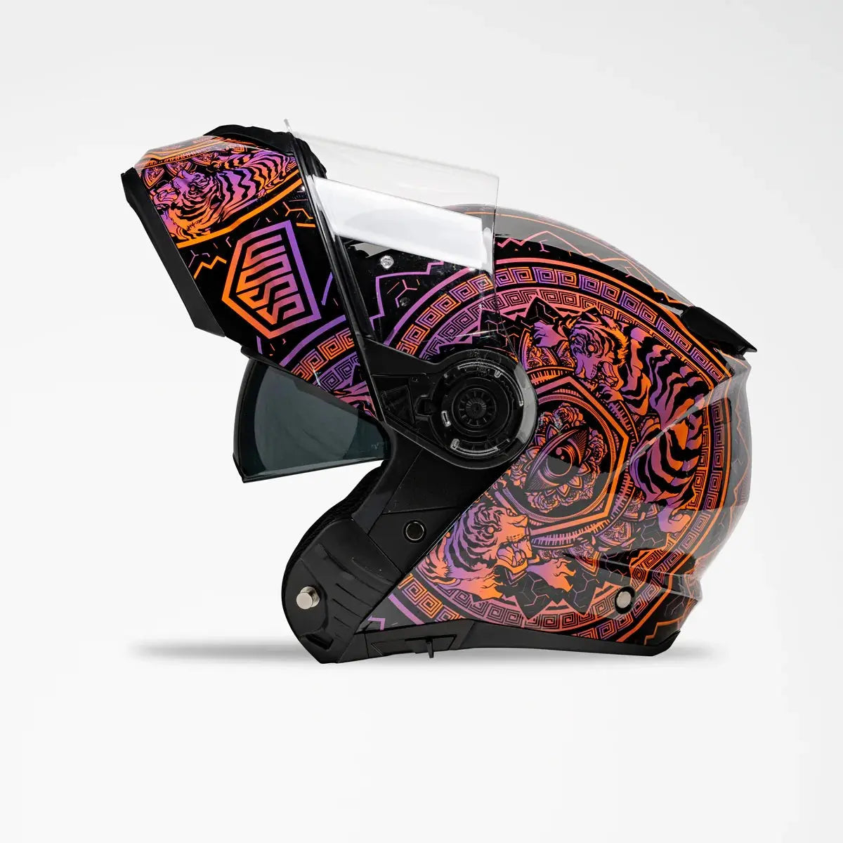Voss 580 Conquest Gloss Neon Mandala Full Face Motorcycle Helmet - DOT Approved for Men & Women - High Visibility Design for Safe Riding - Perfect for Street Bikes, Cruisers & Commuting