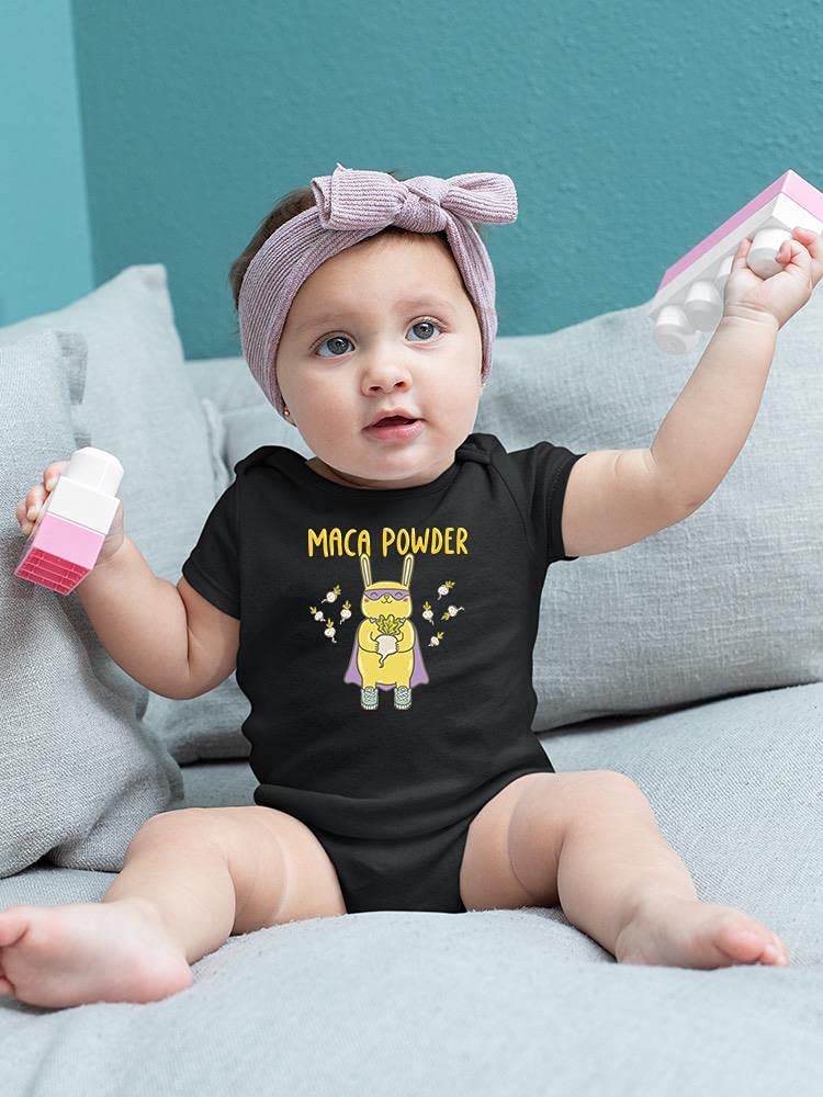 Organic Maca Powder Bunny Bodysuit for Babies - Soft Cotton Infant Onesie with Cute Bunny Print - Perfect for Newborn Photoshoots, Baby Showers & Everyday Comfort