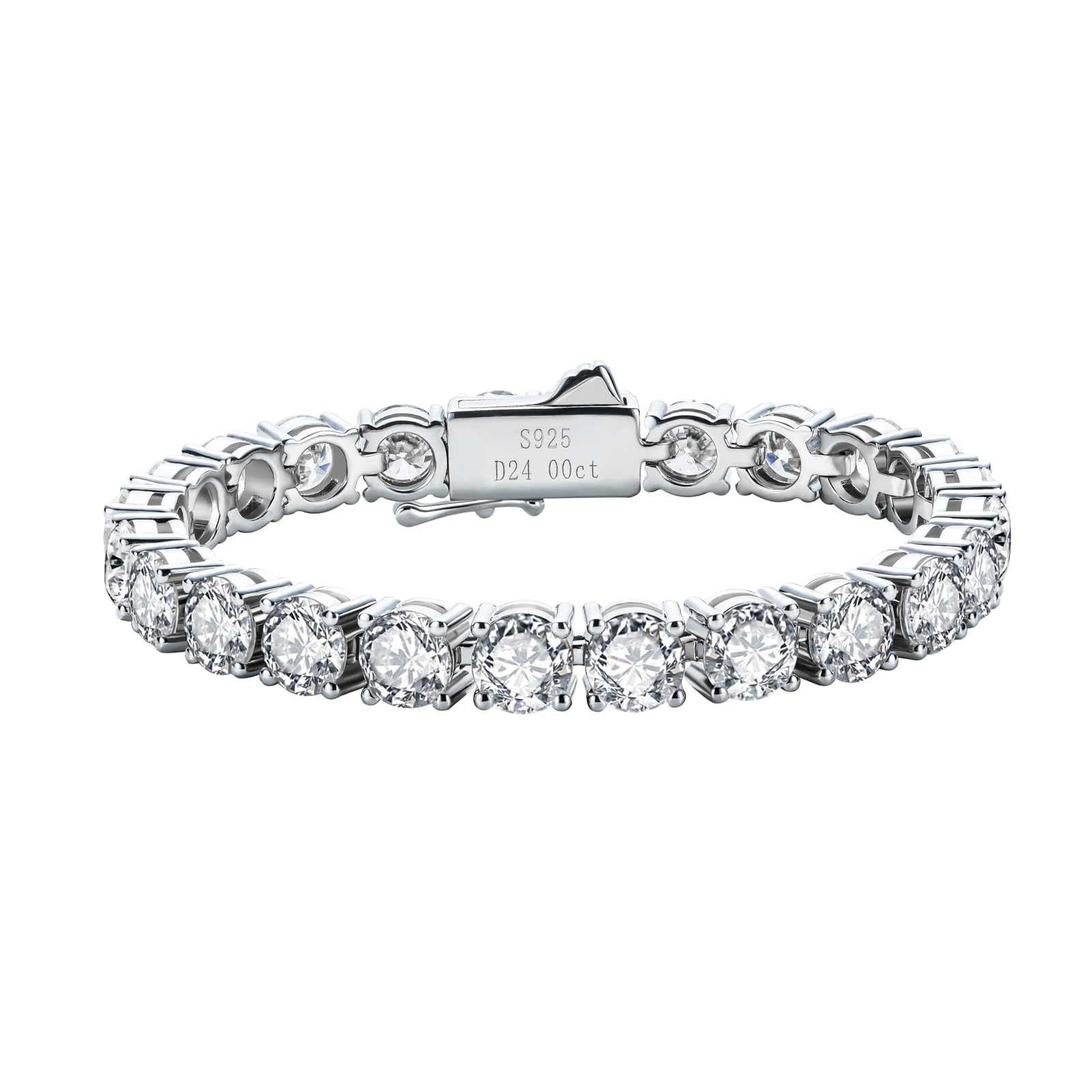 AnuClub Moissanite Tennis Bracelet 4.8-32cttw D Color VVS1 Clarity - 925 Sterling Silver 3/4/5/6.5MM Round Cut Diamond Alternative Jewelry for Women & Men with IGI Certificate - Perfect for Weddings, Anniversaries & Special Occasions