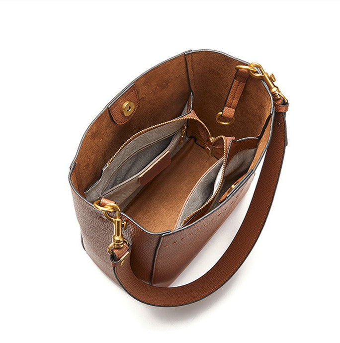 Stylish Versatile Leather Bucket Bag for Women - Fashionable Crossbody & Shoulder Bag - Perfect for Work, Travel & Everyday Use