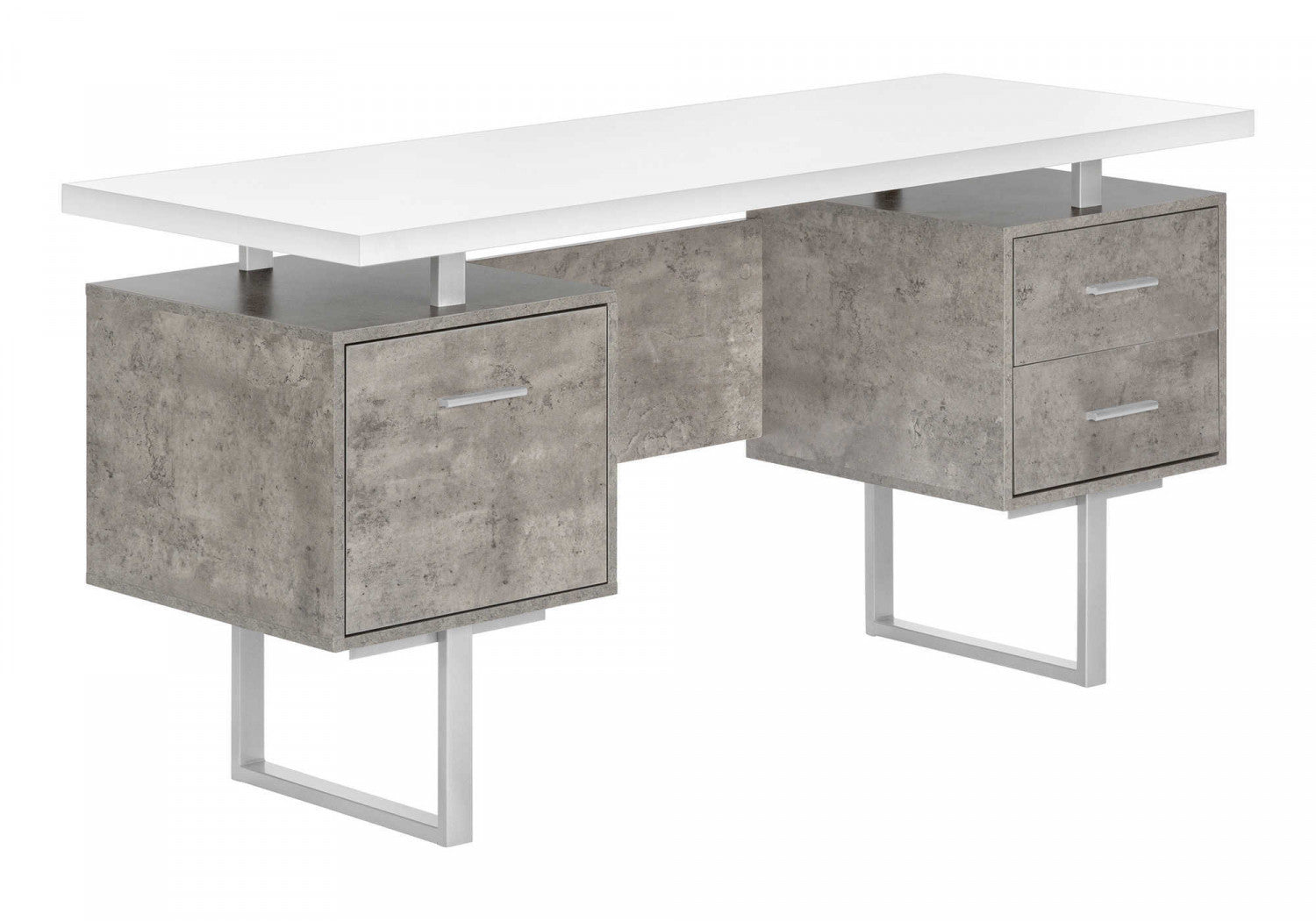 Loura Desk - Modern White & Concrete Grey Home Office Desk for Small Spaces | Perfect for Remote Work & Study