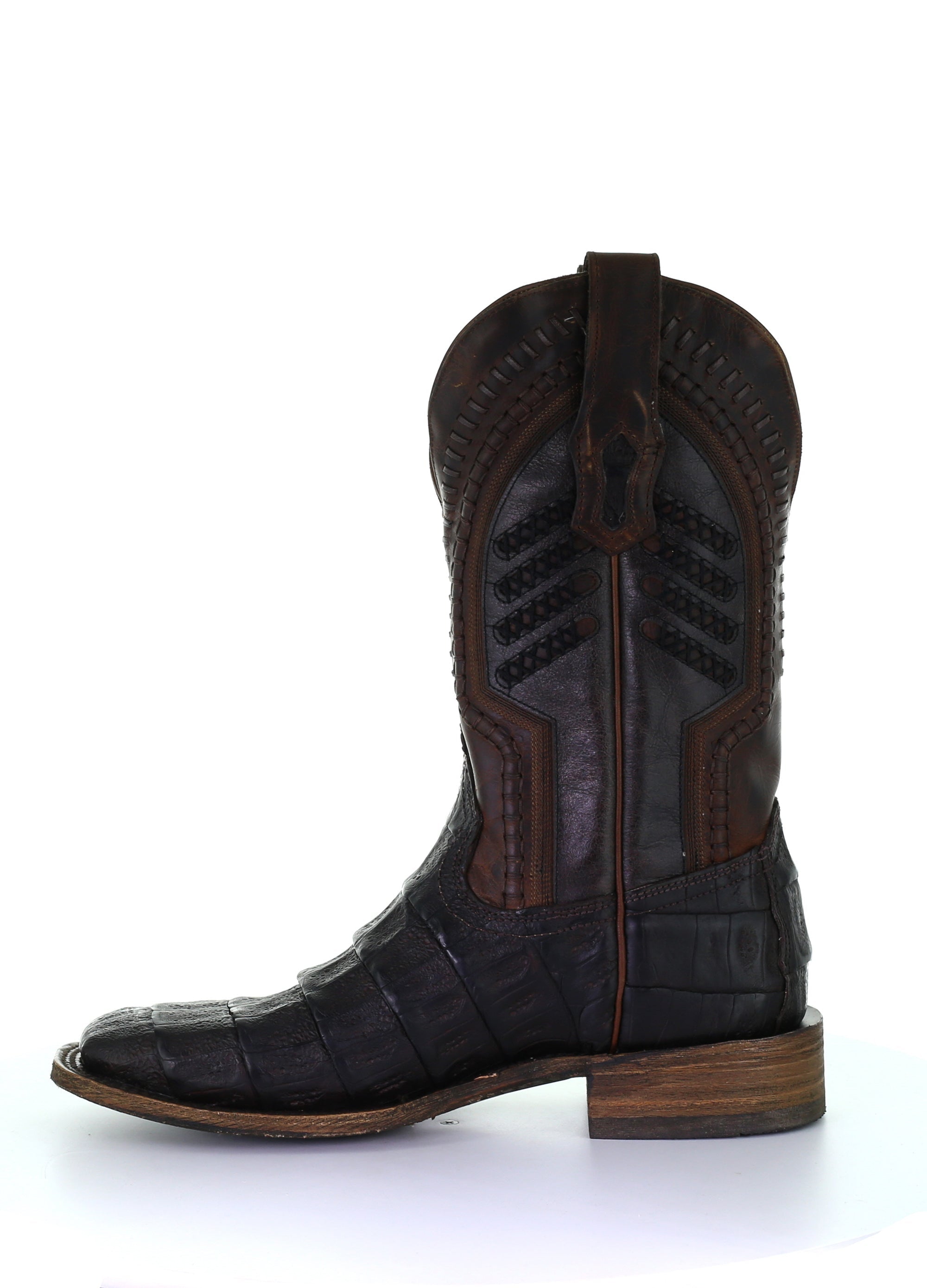 **Men's Corral Brown Western Cowboy Caiman Boots - Genuine Leather Rodeo & Casual Wear**    **使用场景:** Perfect for rodeos, country dancing, western events, and everyday casual style.