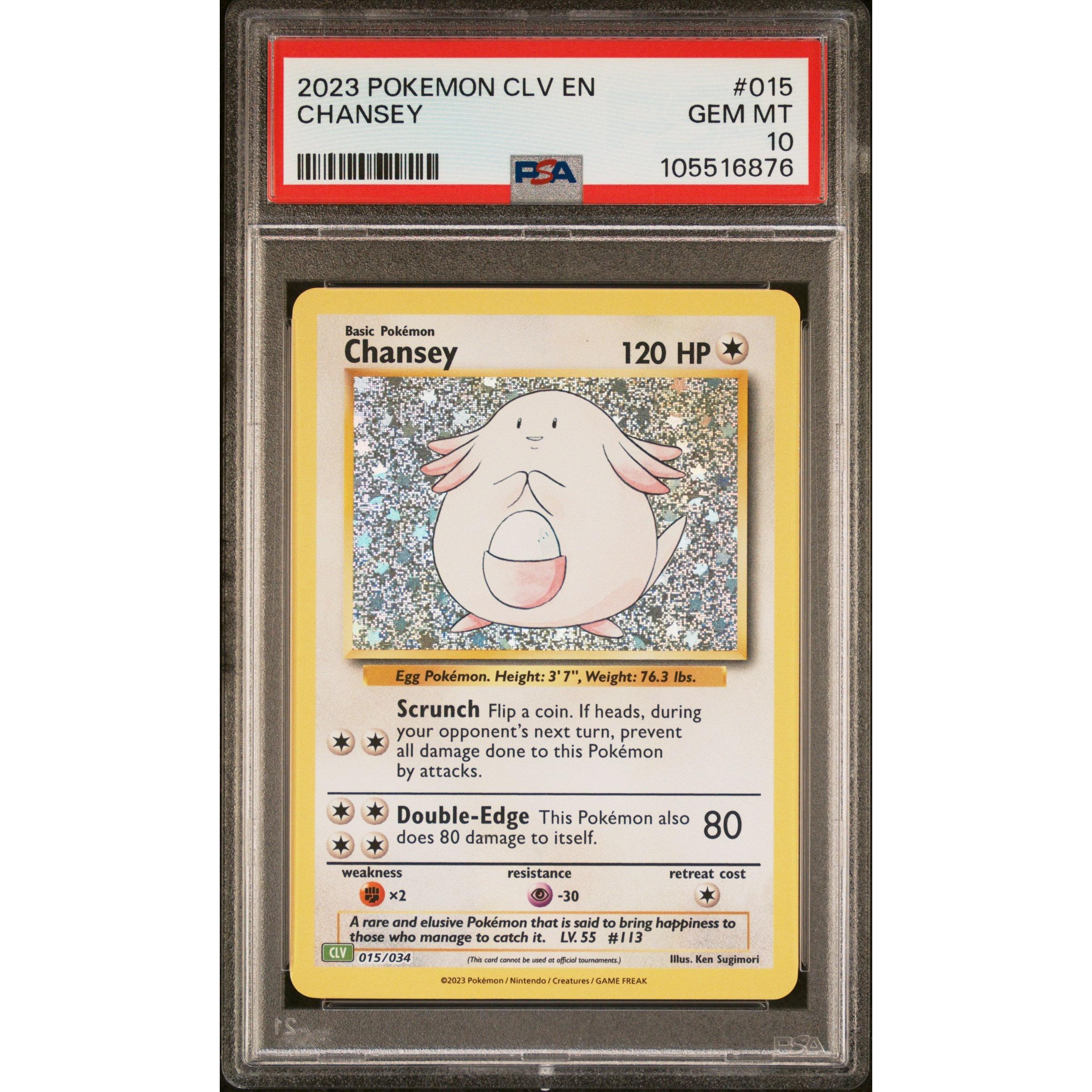 2023 Pokemon Classic Collection Chansey 015/034 PSA 10 Graded Card - Rare Trading Card for Collectors & Investors | Perfect for Display, Gaming Tournaments & Pokemon Memorabilia Collections