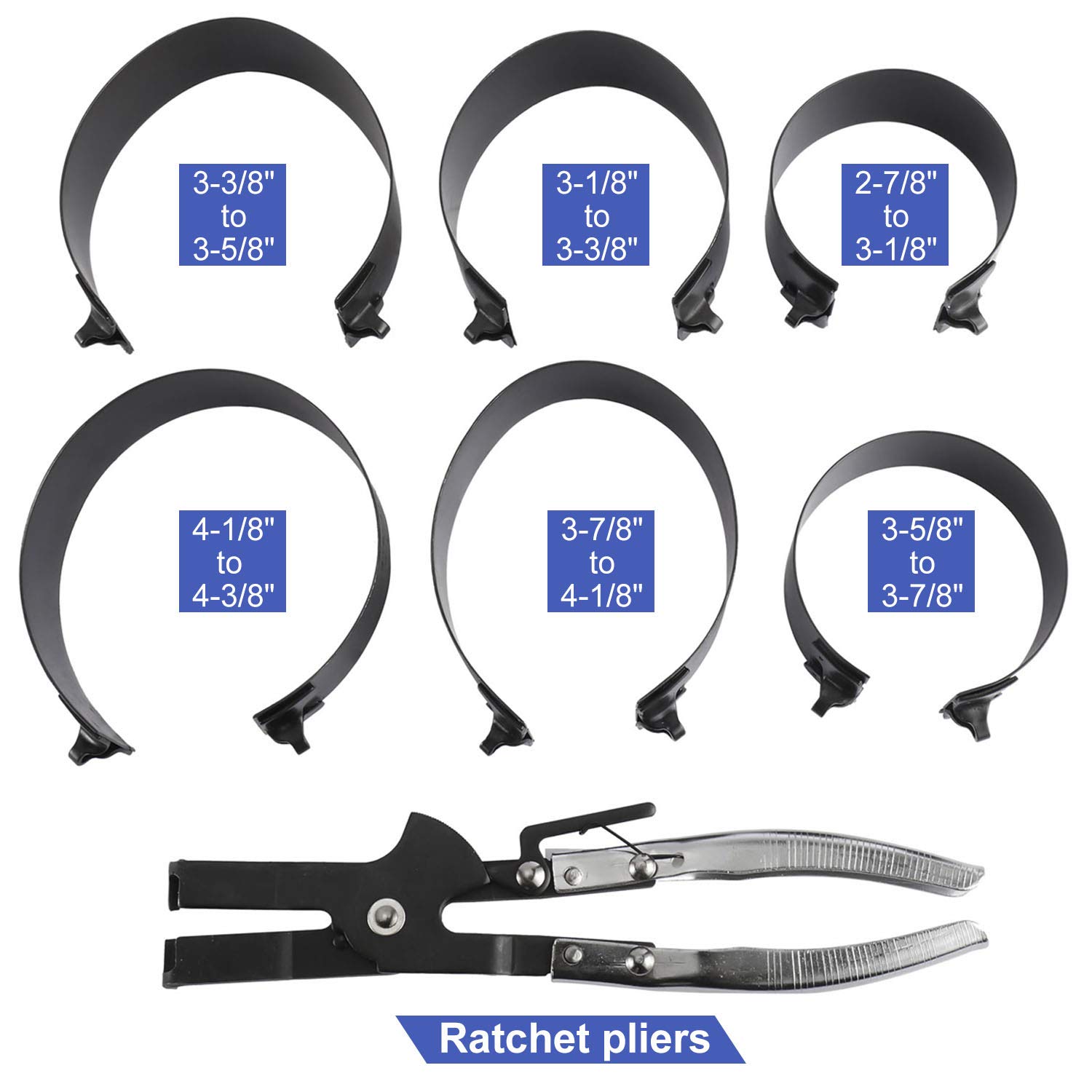 KUNTEC Piston Ring Compressor Kit with Plier & 6 Bands - Professional Cylinder Installer Tool Set for Engine Repair and Maintenance | Perfect for Automotive Mechanics and DIY Car Enthusiasts