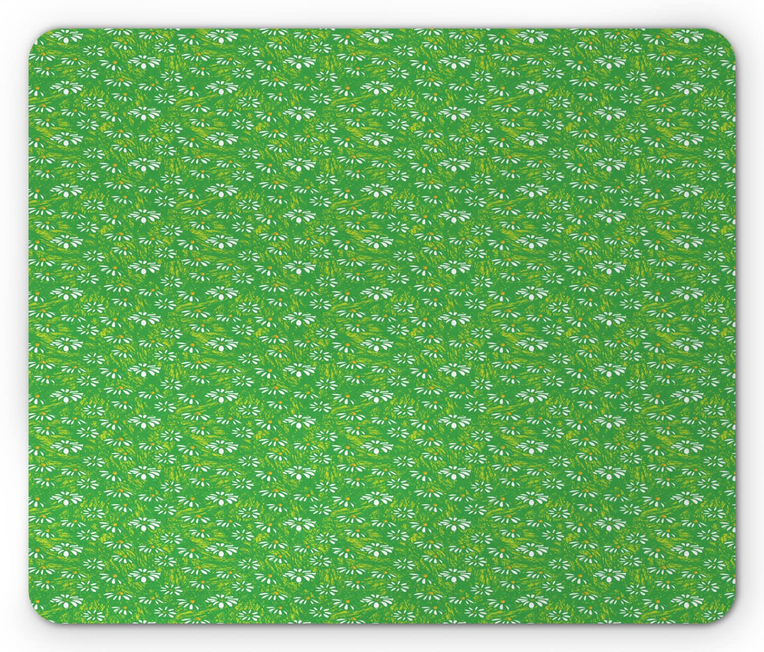 Ambesonne Floral Mouse Pad - Blooming Daisies Spring Design, Hand-Drawn Botanical Non-Slip Rubber Mousepad, Standard Size Rectangle Computer Accessory in Yellow Green - Perfect for Office, Gaming & Home Workspace