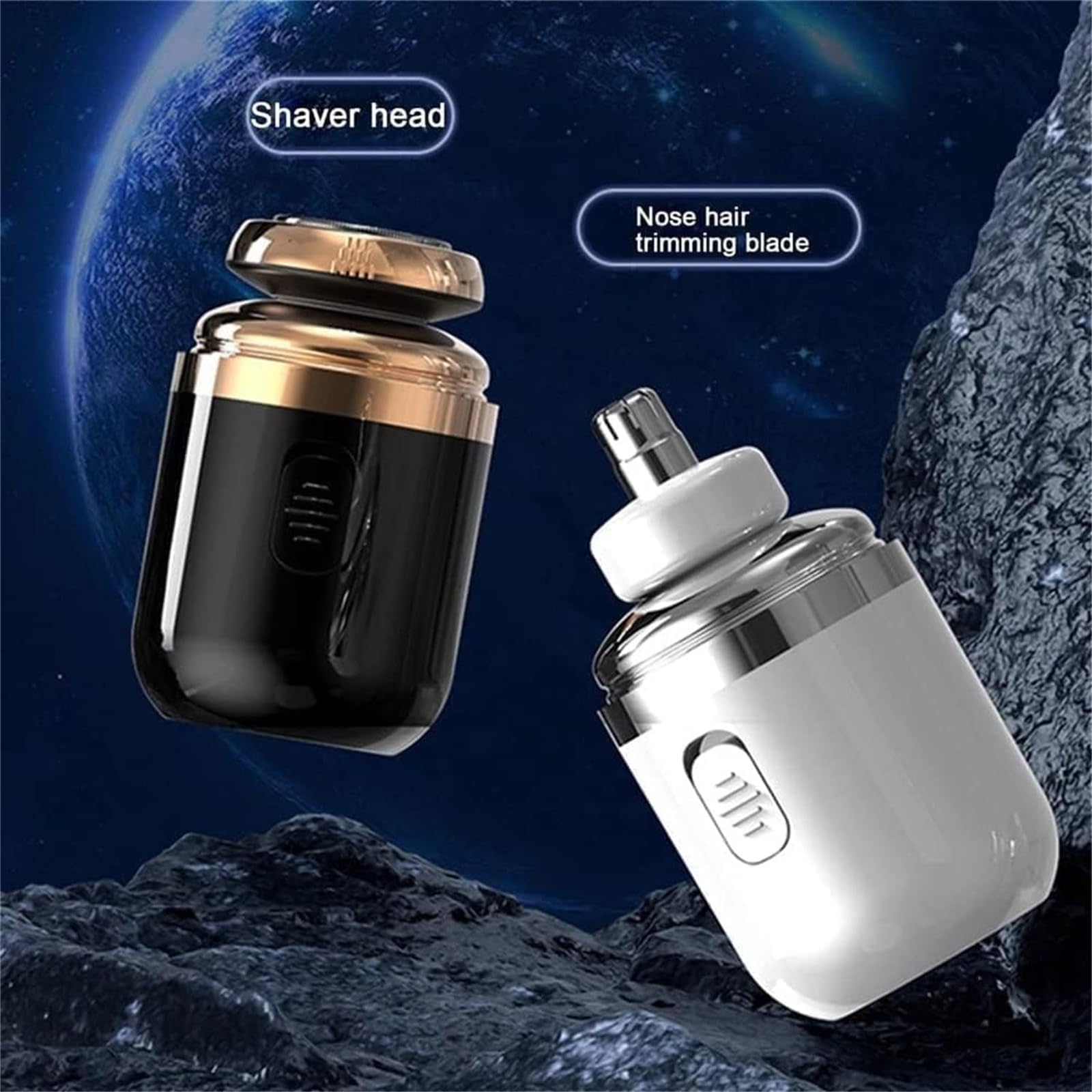 Premium 2-in-1 Mini Electric Shaver & Nose Hair Trimmer - Portable Travel Shaver for Men, Compact Capsule Design (2 Pack White) - Perfect for Business Trips, Gym Bags & On-the-Go Grooming