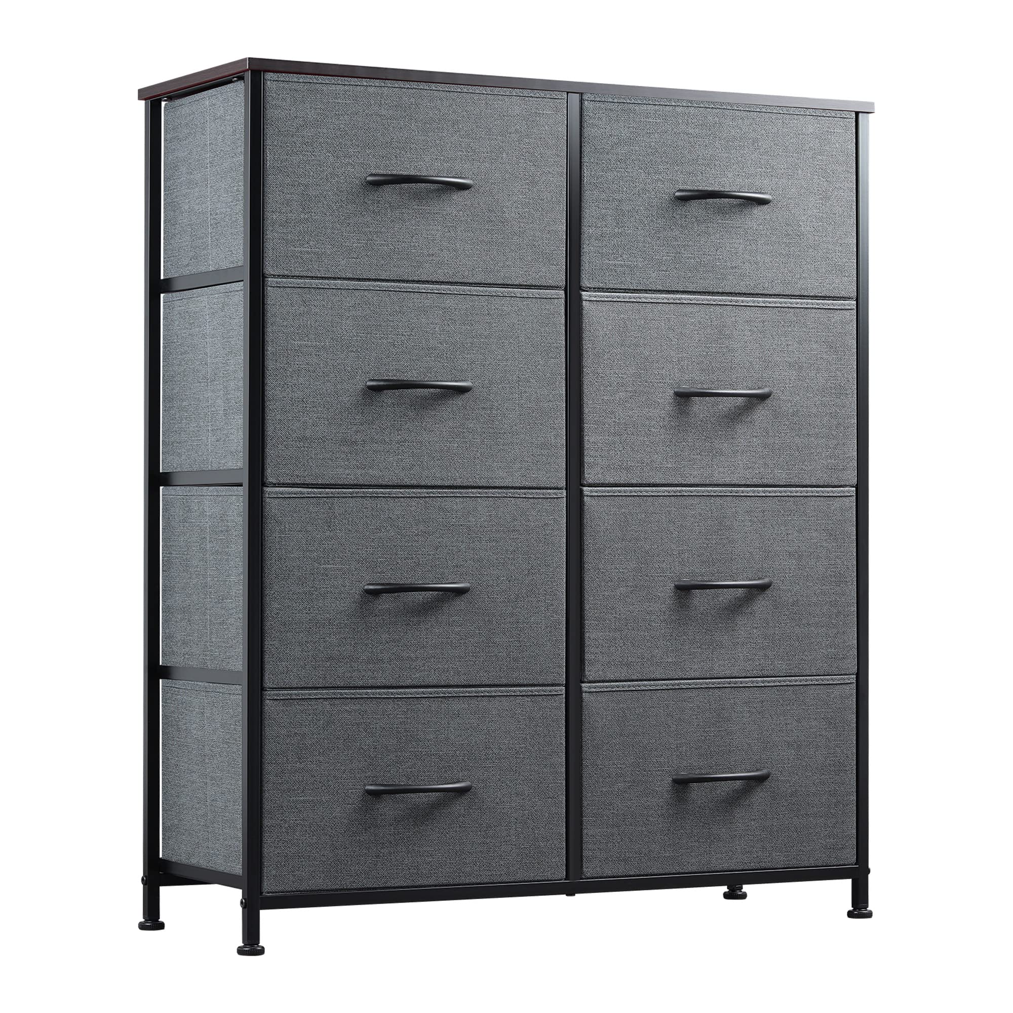 WLIVE 8-Drawer Fabric Dresser for Bedroom - Tall Storage Tower with Fabric Bins, Double Dresser & Chest of Drawers for Closet, Living Room, Hallway, Dorm - Dark Grey | Perfect for Small Space Organization & Home Decor