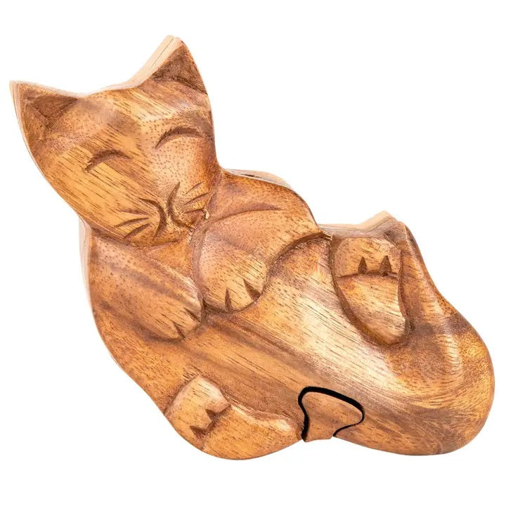 Interactive Wooden Puzzle Box for Cats - Fun & Challenging Toy for Indoor Play, Training & Mental Stimulation | Perfect for Playtime, Boredom Relief & Smart Cat Games