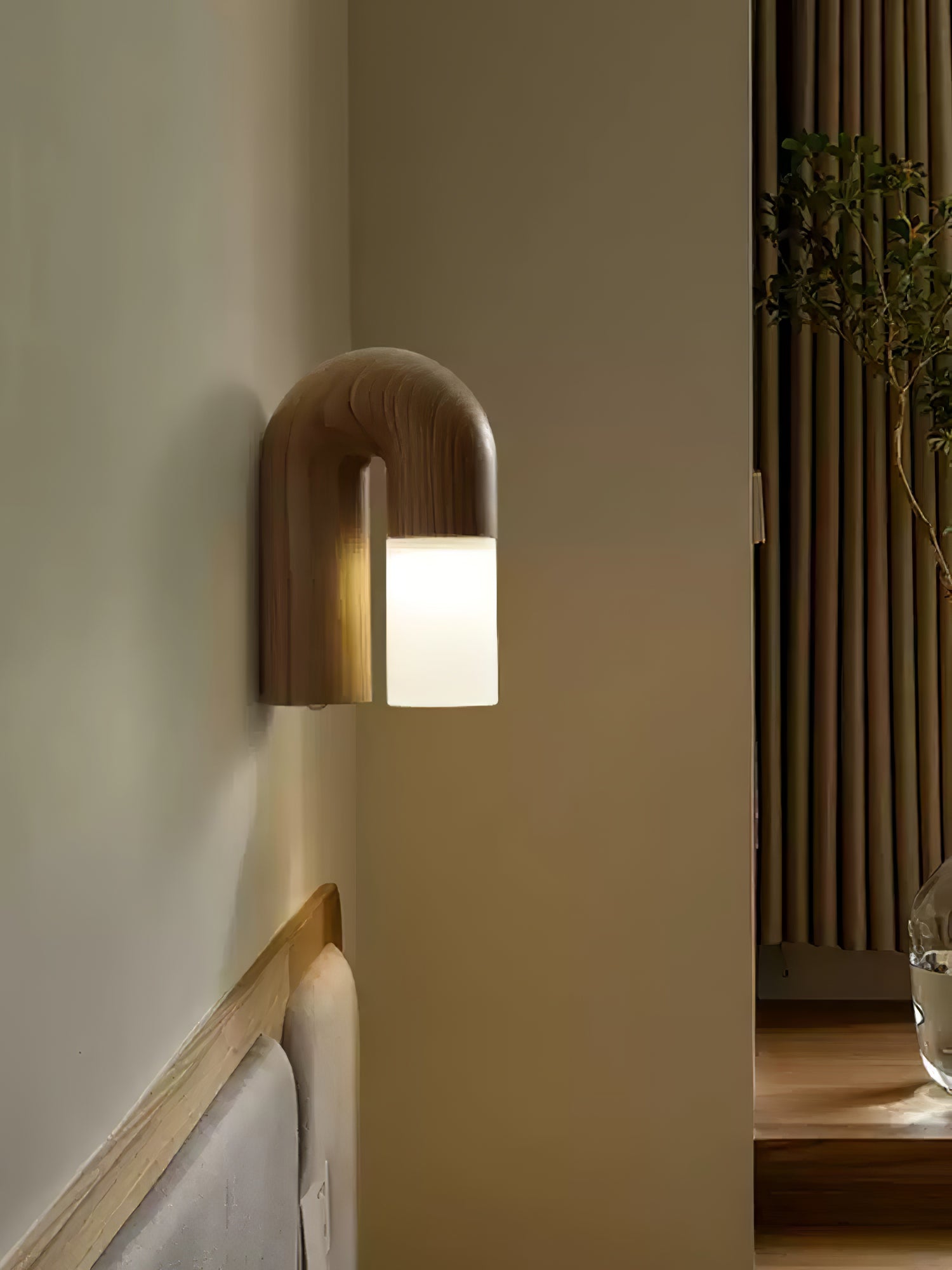Arcus Modern Wooden Wall Lamp - Handcrafted Wood Wall Sconce with Warm LED Lighting for Bedroom, Living Room, and Hallway Decor