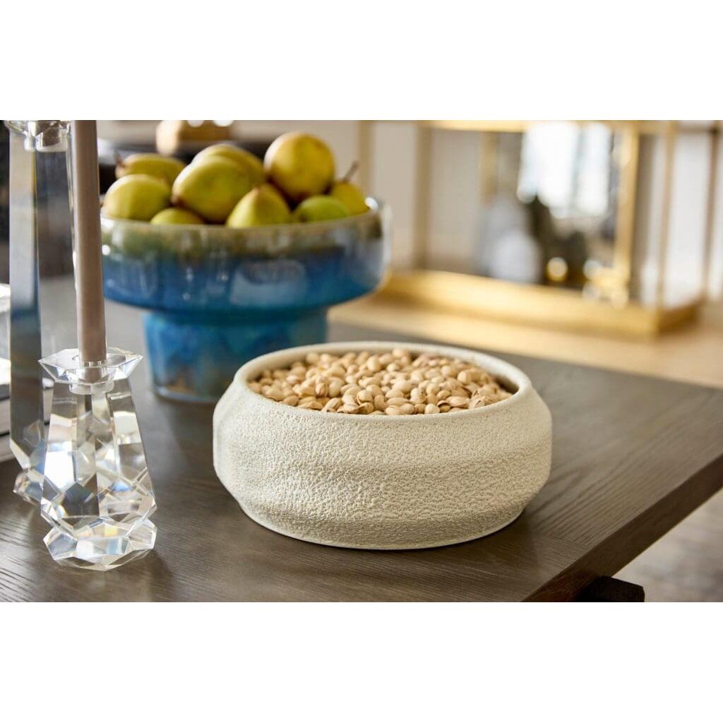 Cyan Design 11778 White on Terra Bowl - Large Porous Ceramic Bowl for Home Decor, Centerpiece & Fruit Display