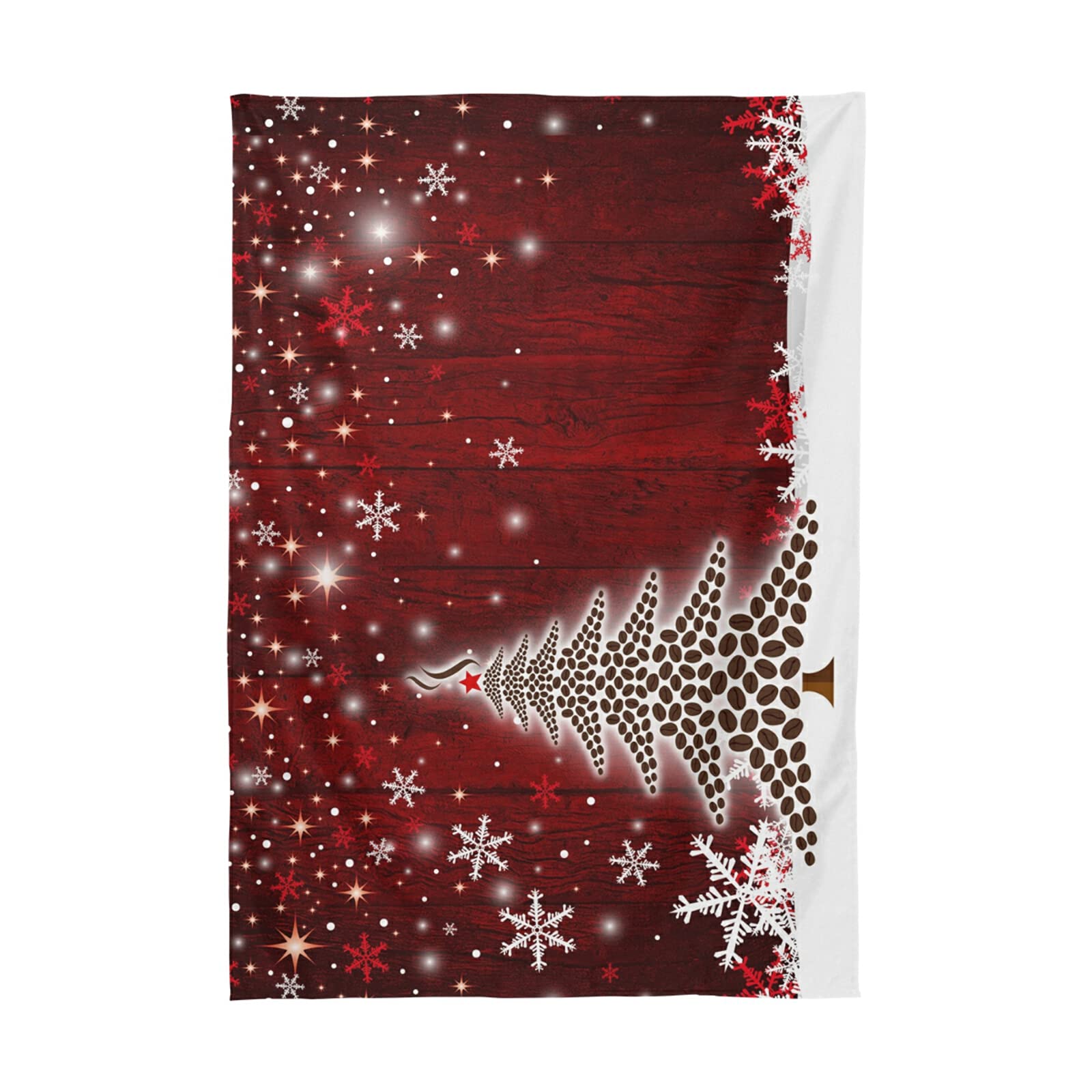Premium Christmas Party Tablecloth - 54 Inch Square Coffee Bean Wood Grain Snowflake Design Polyester Table Cover for Holiday Dinner Decorations | Perfect for Christmas Parties, Family Gatherings & Festive Dining Tables