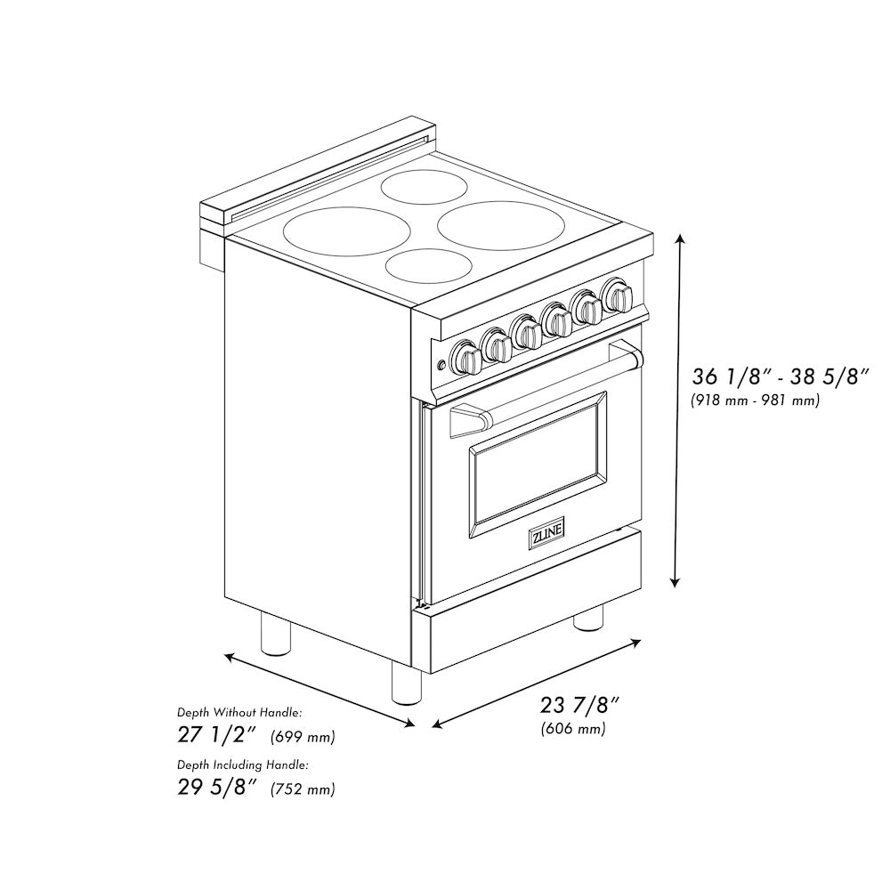 ZLINE 24 Inch 2.8 Cu. Ft. Legacy Induction Range with 4-Element Cooktop & Electric Oven - Satin Stainless Steel with White Matte Door (RAINDS WM 24) | Perfect for Modern Kitchens, Home Chefs & Energy-Efficient Cooking