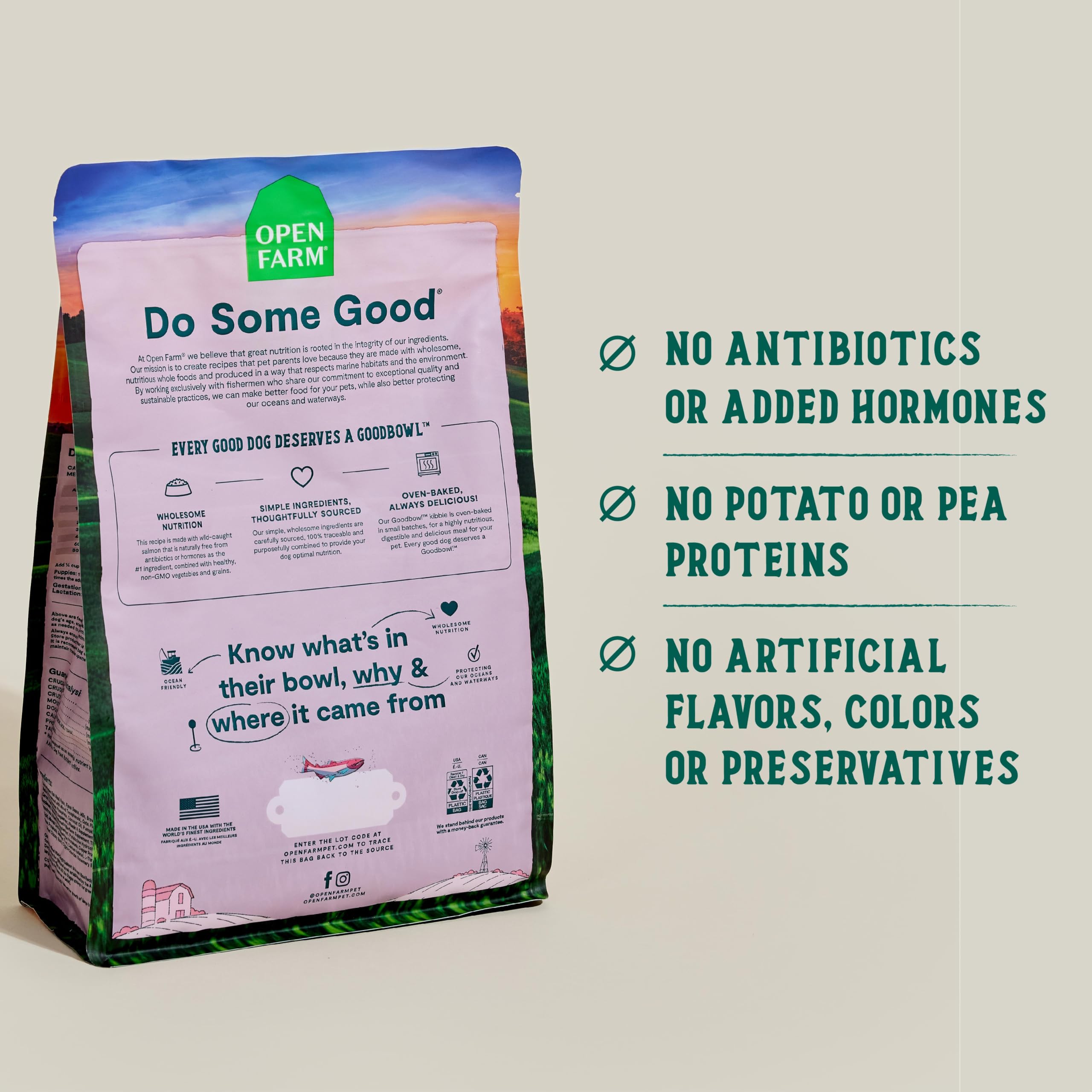 Open Farm Goodbowl Oven-Baked Small Batch Dry Dog Food - Wild Caught Salmon & Brown Rice Recipe with Non-GMO Ingredients, 22lb Bag (352oz) - Premium Nutrition for Active Dogs & Puppies, Perfect for Daily Feeding & Training Treats