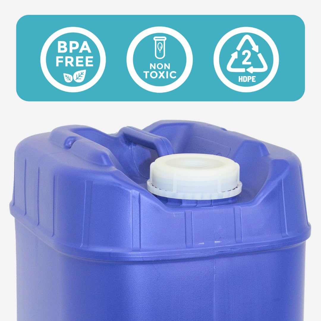 5-Gallon Stackable Water Storage Containers with Lids & Spigot (Set of 4) – 20 Gallon Total Capacity – Emergency Water Supply for Camping, RV, Disaster Preparedness & Survival Kits – Easy Fill & Portable Design for Outdoor Adventures & Home Preparedness