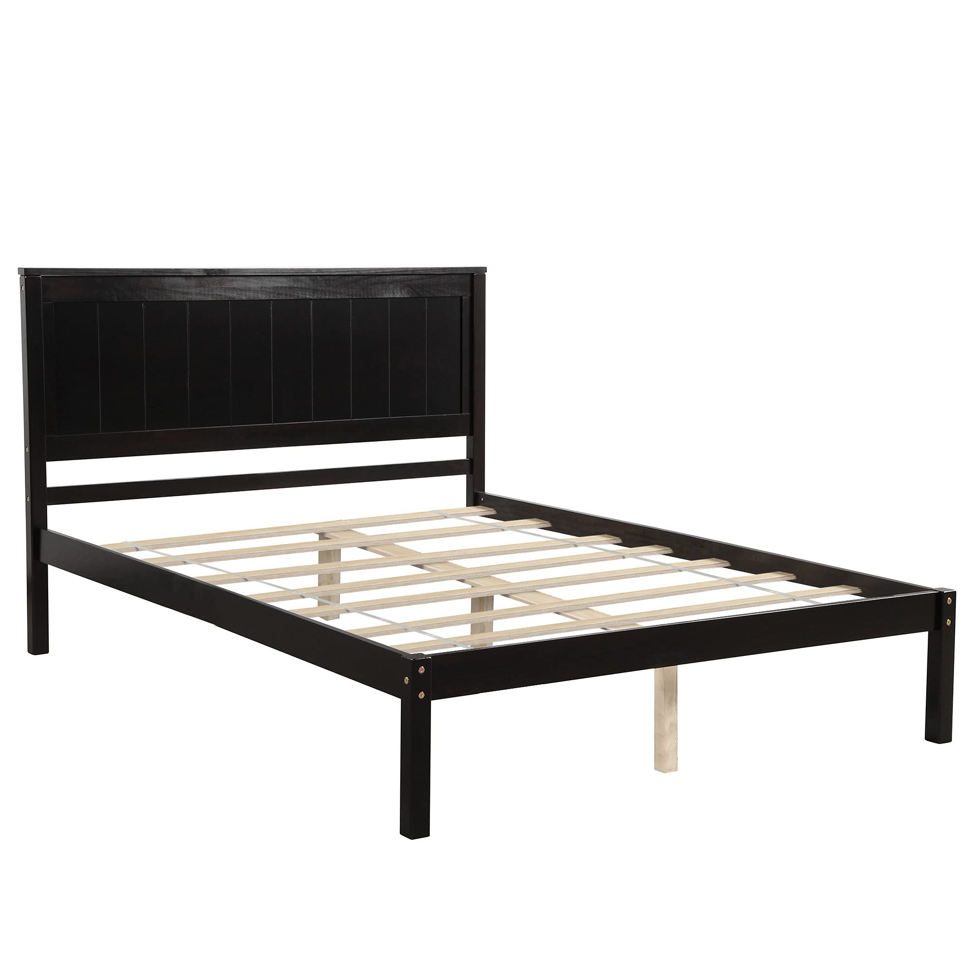 Wood Platform Bed Frame with Headboard - Full Size Espresso for Bedroom