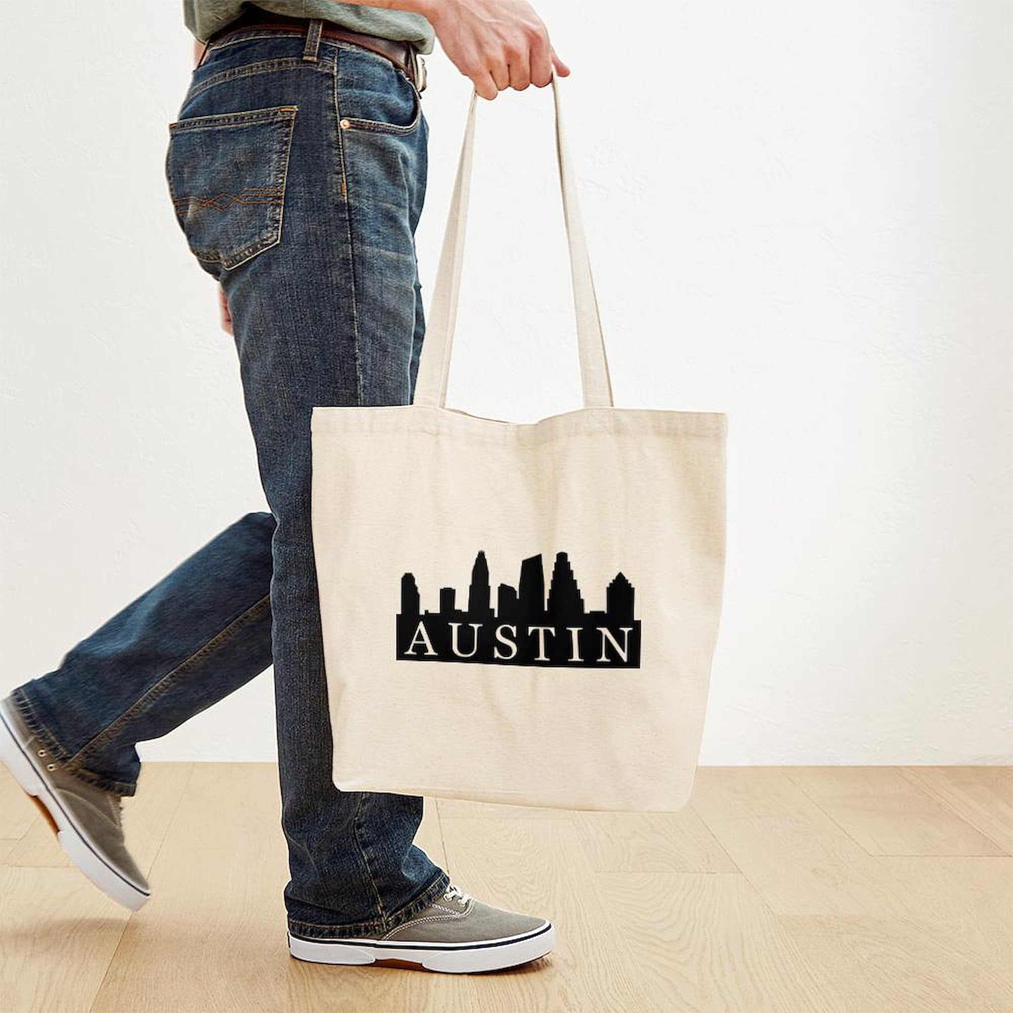Austin Skyline Tote Bag - Natural Canvas Reusable Shopping Bag for Groceries, Beach & Daily Use | Eco-Friendly Austin Texas Souvenir Gift