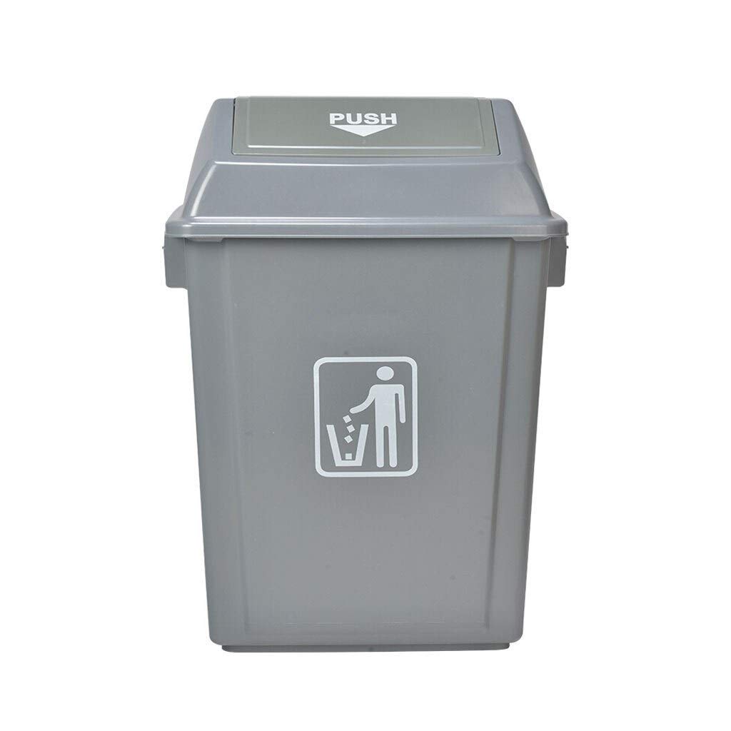 23L Gray Plastic Trash Can with Lid - Indoor/Outdoor Garbage Bin for Home, Office, Hotel, Mall & Community - Waste Segregation & Recycling Solution