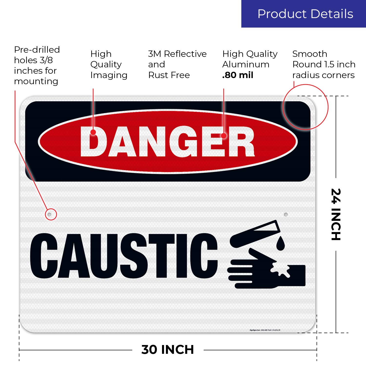 Danger Sign - OSHA Compliant, 24x30 Inches, 3M EGP Reflective .080 Aluminum, Fade Resistant for Indoor & Outdoor Use - Made in USA | Perfect for Construction Sites, Warehouses & Hazardous Areas