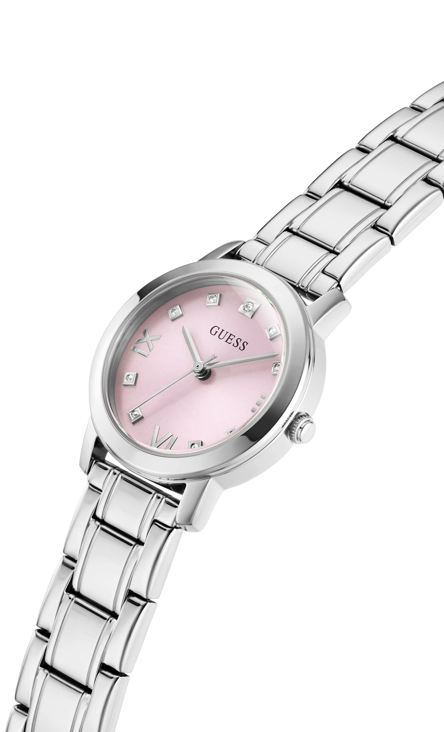 GUESS Ladies 28mm Gold-Tone Bracelet Watch with White Dial - Elegant Fashion Accessory for Women, Perfect for Office, Party & Everyday Wear