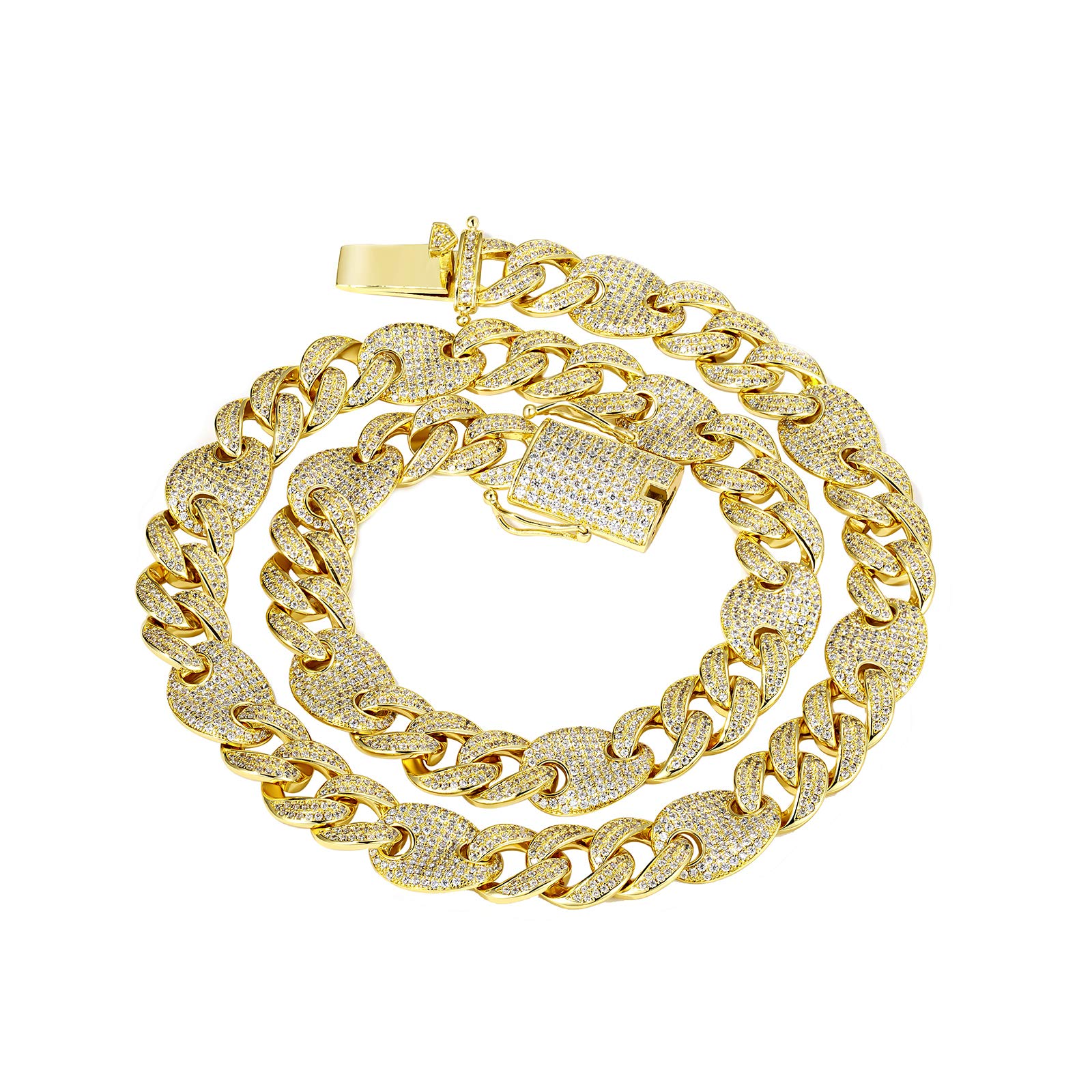 18K Gold Plated Hip Hop Cuban Chain for Men - Diamond Miami Chain Necklace | Hip Hop Dance, Daily Wear & Party Accessory
