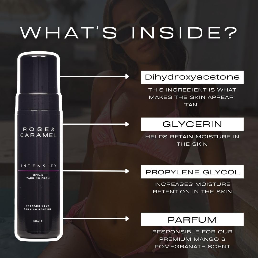Rose & Caramel Intensity Bronzed Self Tanning Mousse - Gradual Sunless Tan for Natural Glow | Perfect for Beach Vacations & Special Occasions
