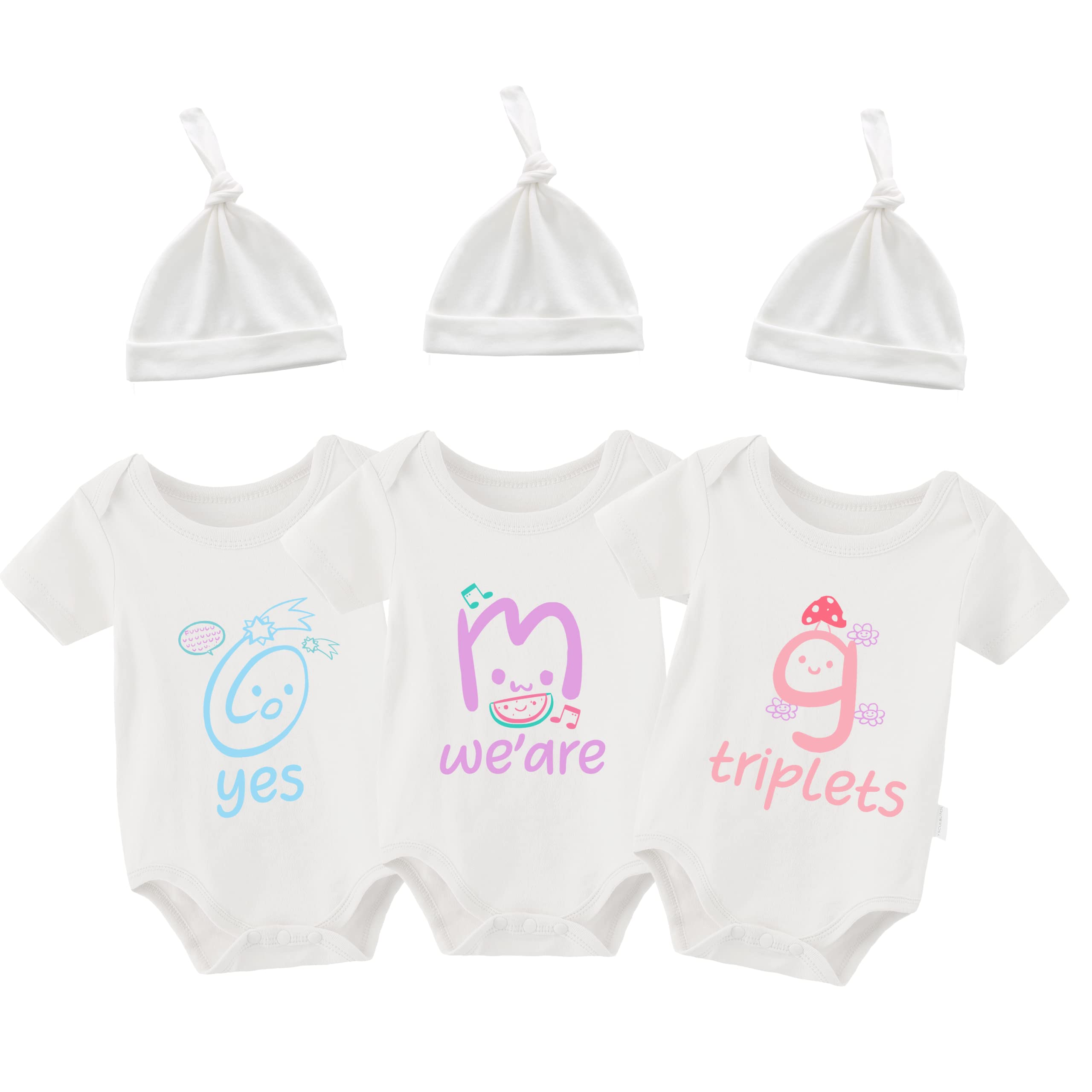 YSCULBUTOL Baby Twins Bodysuit - Cute Infant Romper for Boys & Girls - Perfect for Triplets & Siblings