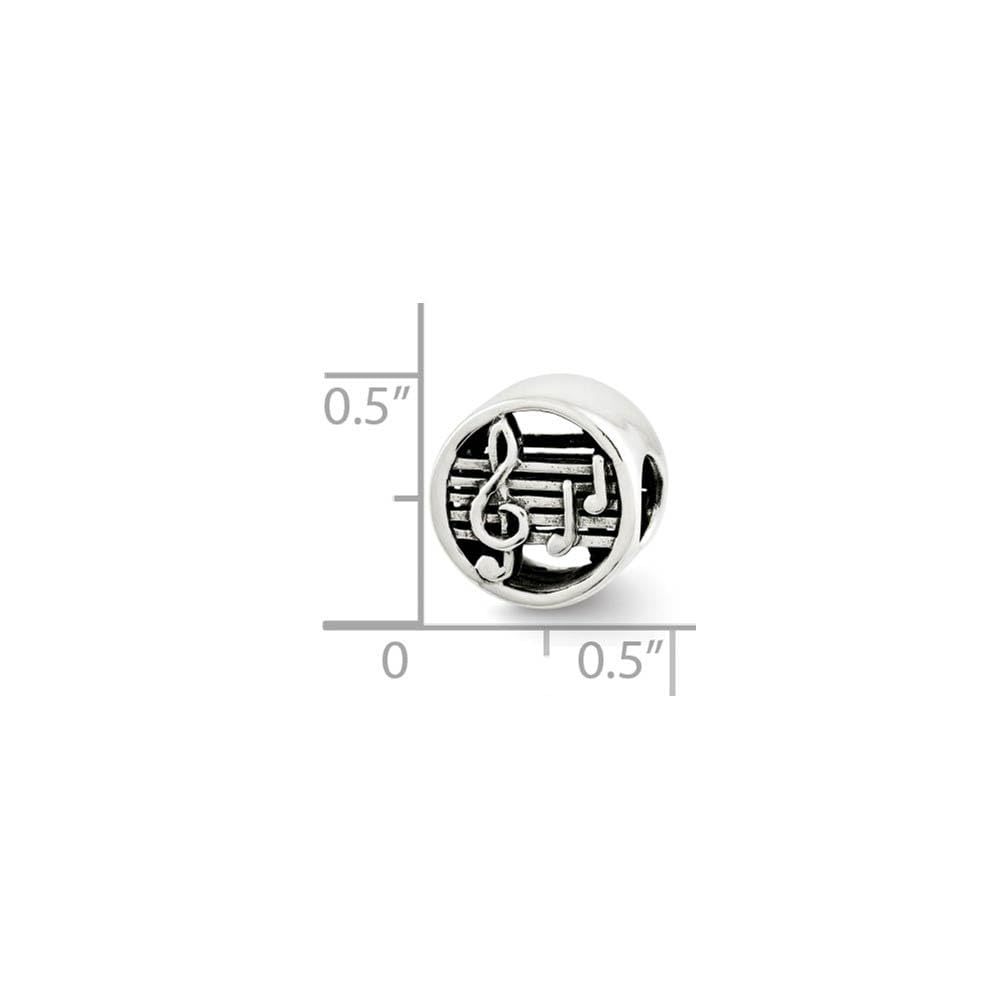 Sterling Silver Music Note Bead Charm for Jewelry Making