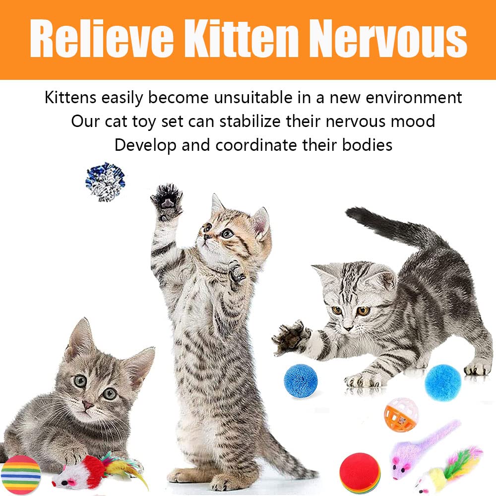 Speedy Panther 14-Pack Interactive Cat Toys for Indoor Cats & Kittens - Fun Roller Exerciser, 3-Level Teaser Balls & Feather Wand - Perfect for Playtime, Exercise & Bonding with Your Feline Friend