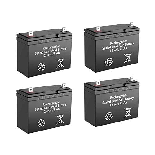 SmartCell-XR Replacement 12V 75Ah SLA Rechargeable Batteries - 4 Pack (Compatible with BatteryGuy Brand) - Perfect for Solar Power Systems, Emergency Backup & UPS Devices