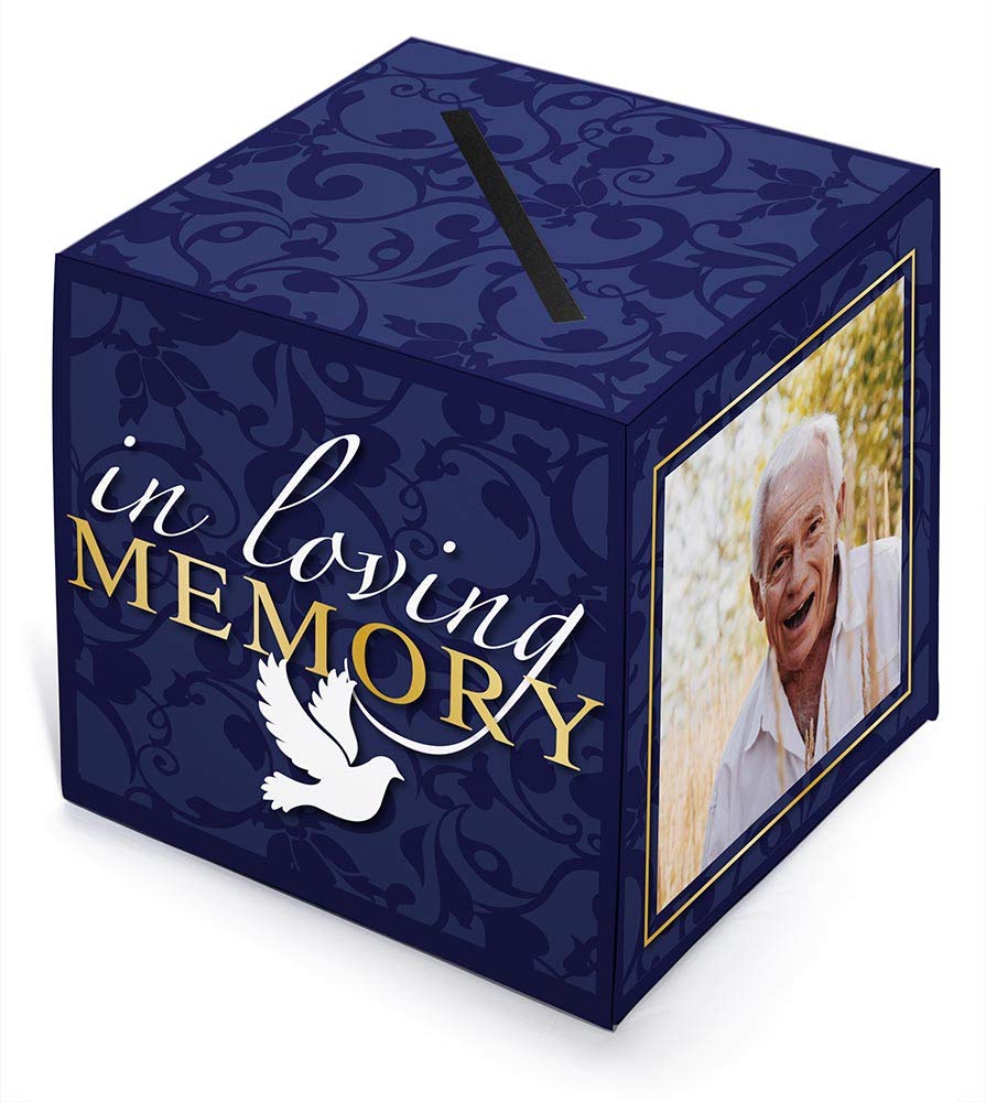 Personalized In Loving Memory Dove Photo Card Box - 11.6 Inch Memorial Keepsake for Funeral, Sympathy & Remembrance - Perfect for Condolence Gifts & Memorial Services