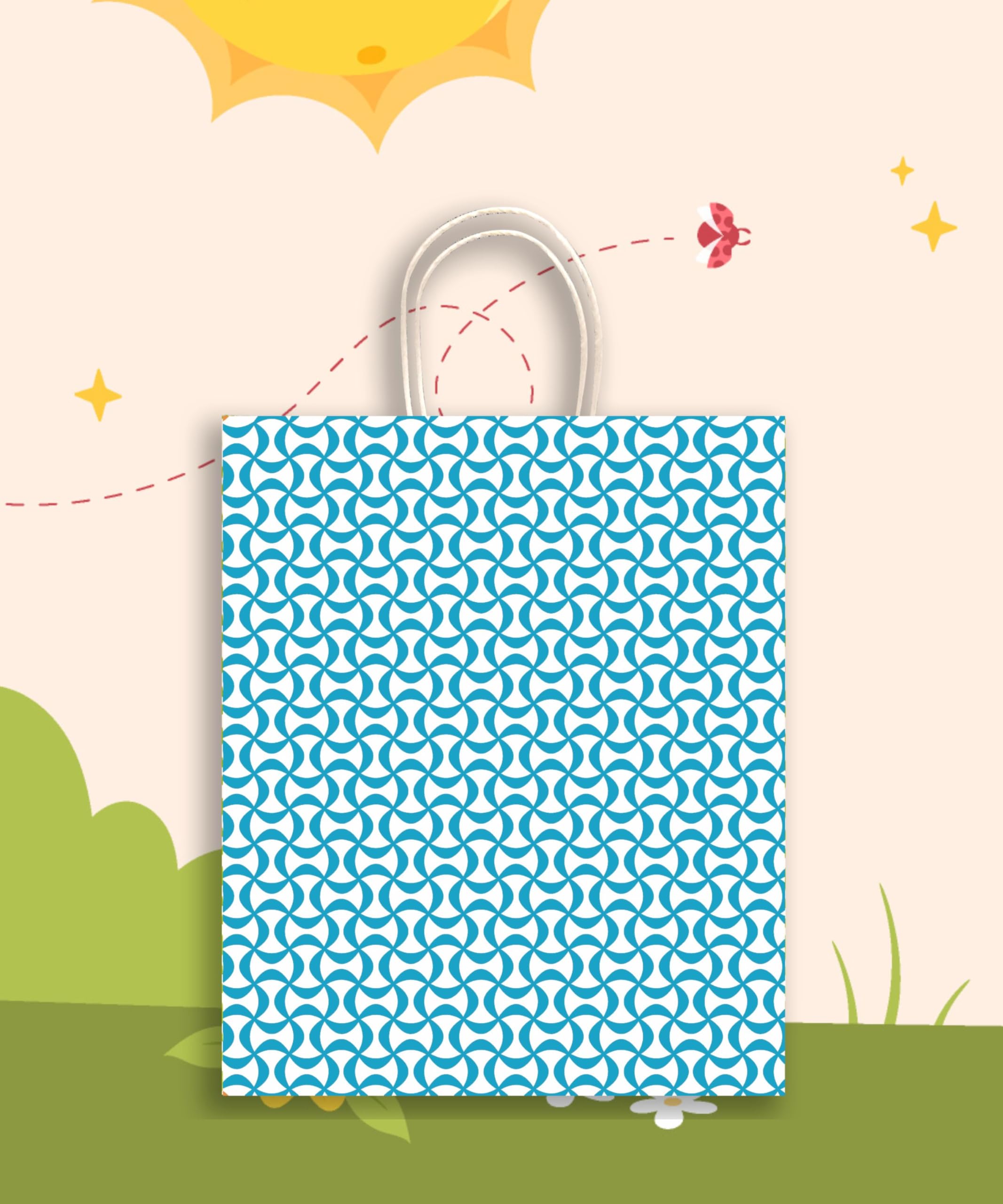 Omnipresent Pack Printed 90 GSM Aqua Blue Paper Gift Bags - Set of 12 (11.4x9.4x4.7 inch) | Eco-Friendly Party Favors for Birthdays, Weddings, Baby Showers & Special Occasions | Perfect for Gift Wrapping, Party Decorations & Event Giveaways