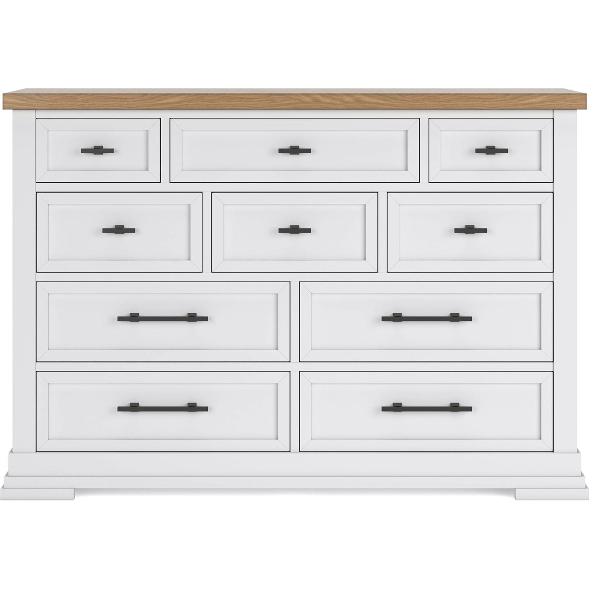Ashbryn White and Natural Wood Dresser - Modern 6-Drawer Chest for Bedroom, Living Room, or Nursery Storage