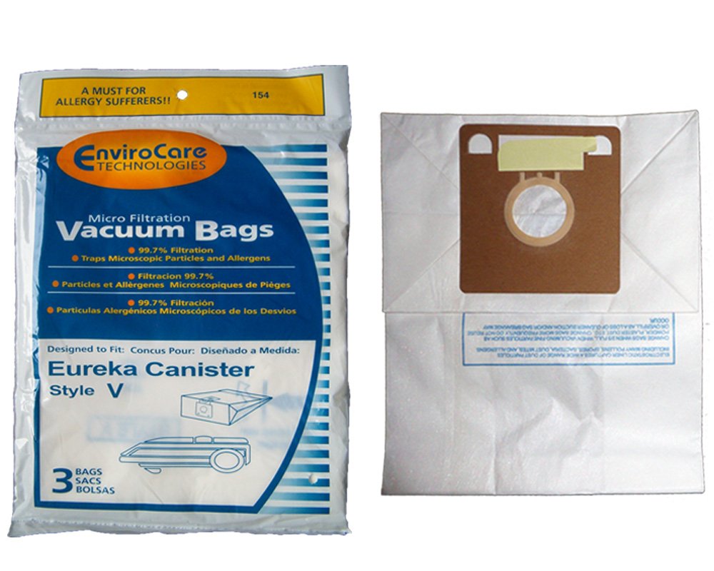 6-Pack Eureka Allergy Style V Vacuum Bags - Compatible with Power Team, Powerline, Canister & World Vac Models 3800-8900 Series - HEPA Filtration for Dust Mites & Pet Hair - Ideal for Home Cleaning System & Allergy Sufferers
