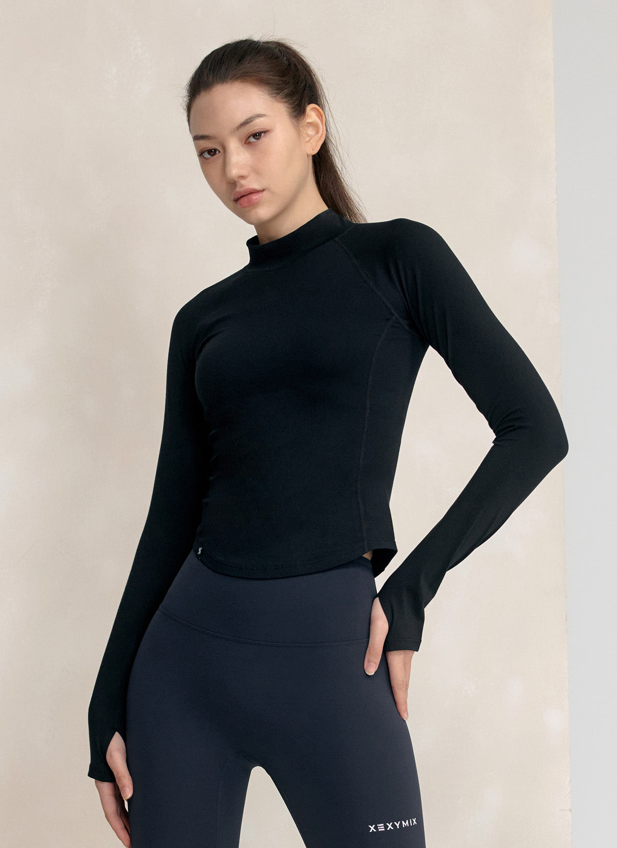 Stylish Peach Mock Neck Long Sleeve Top for Women - Perfect for Office Wear, Casual Outings & Fall Layering
