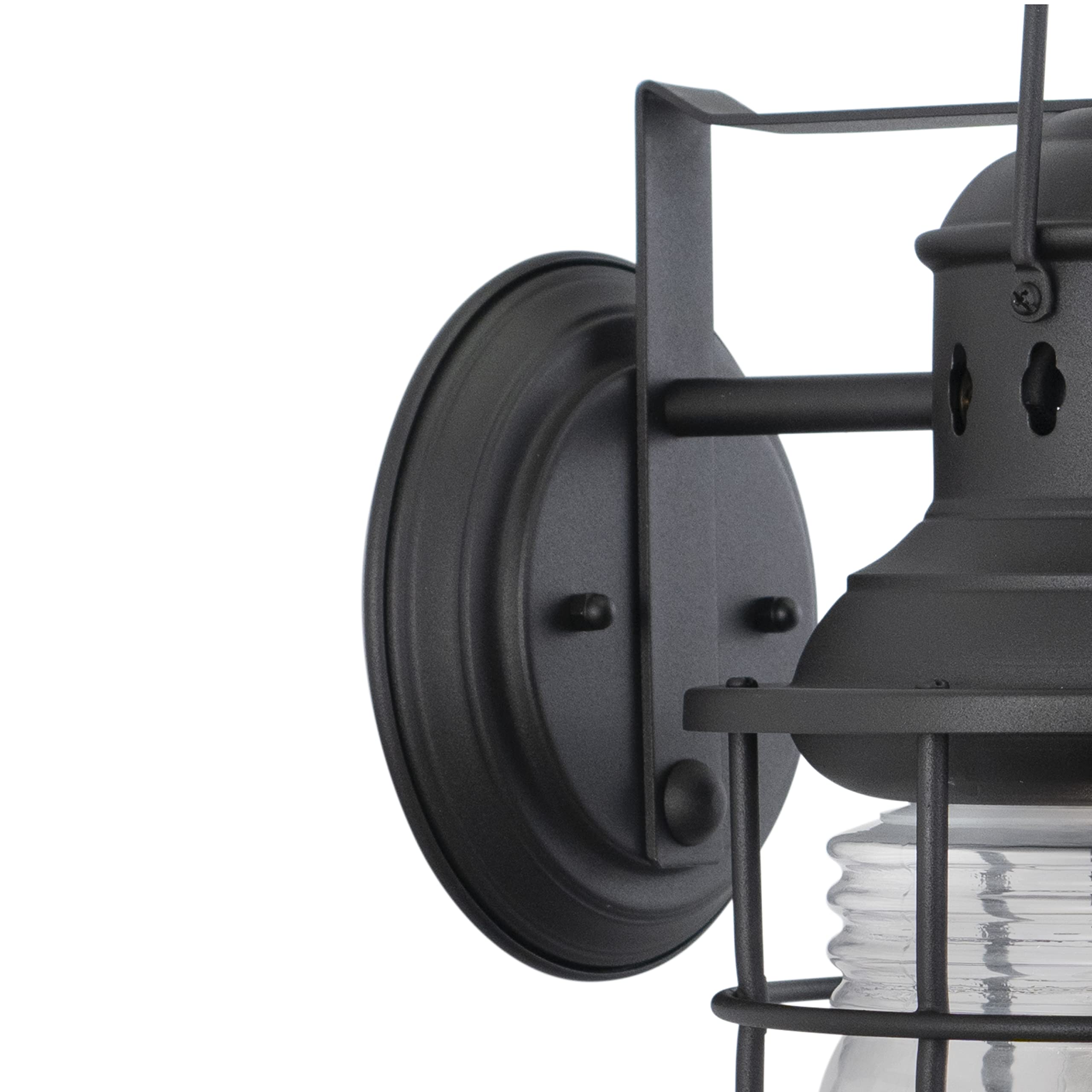 VAXCEL Hyannis 1-Light Black Coastal Outdoor Wall Lantern with Clear Glass - Perfect for Porch, Patio, and Beach House Exterior Lighting