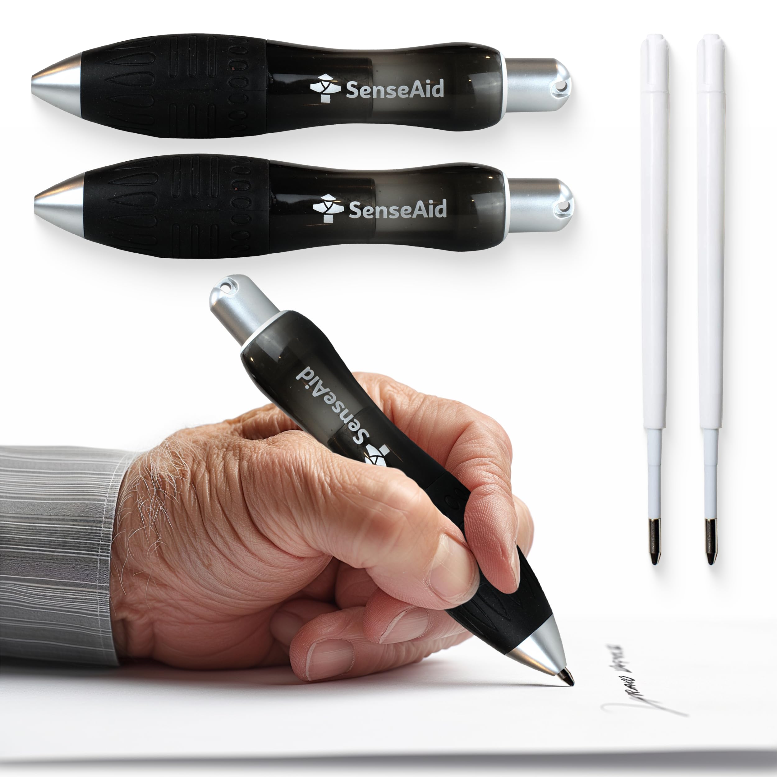 Weighted Pens for Arthritis & Hand Tremors - 2 Pack Extra Wide Grip Pens with Bonus Ink Refills - Fat Heavy Pens for Parkinson's, Carpal Tunnel & Essential Tremor Relief - Ideal for Comfortable Writing, Drawing & Daily Use