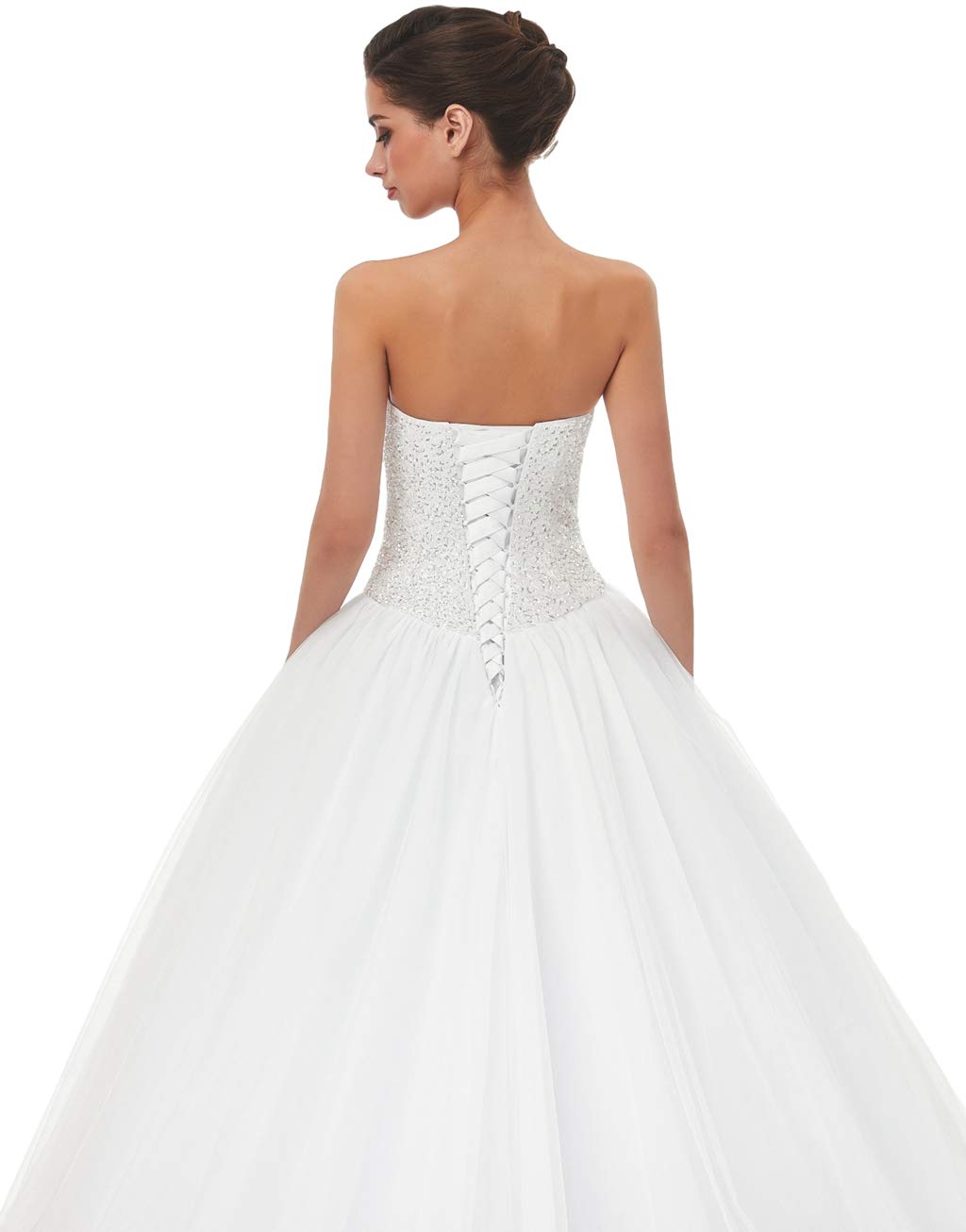 Elegant Sweetheart Neckline Tulle A-Line Wedding Dress with Train for Brides - Perfect for Church Ceremonies, Beach Weddings & Formal Receptions