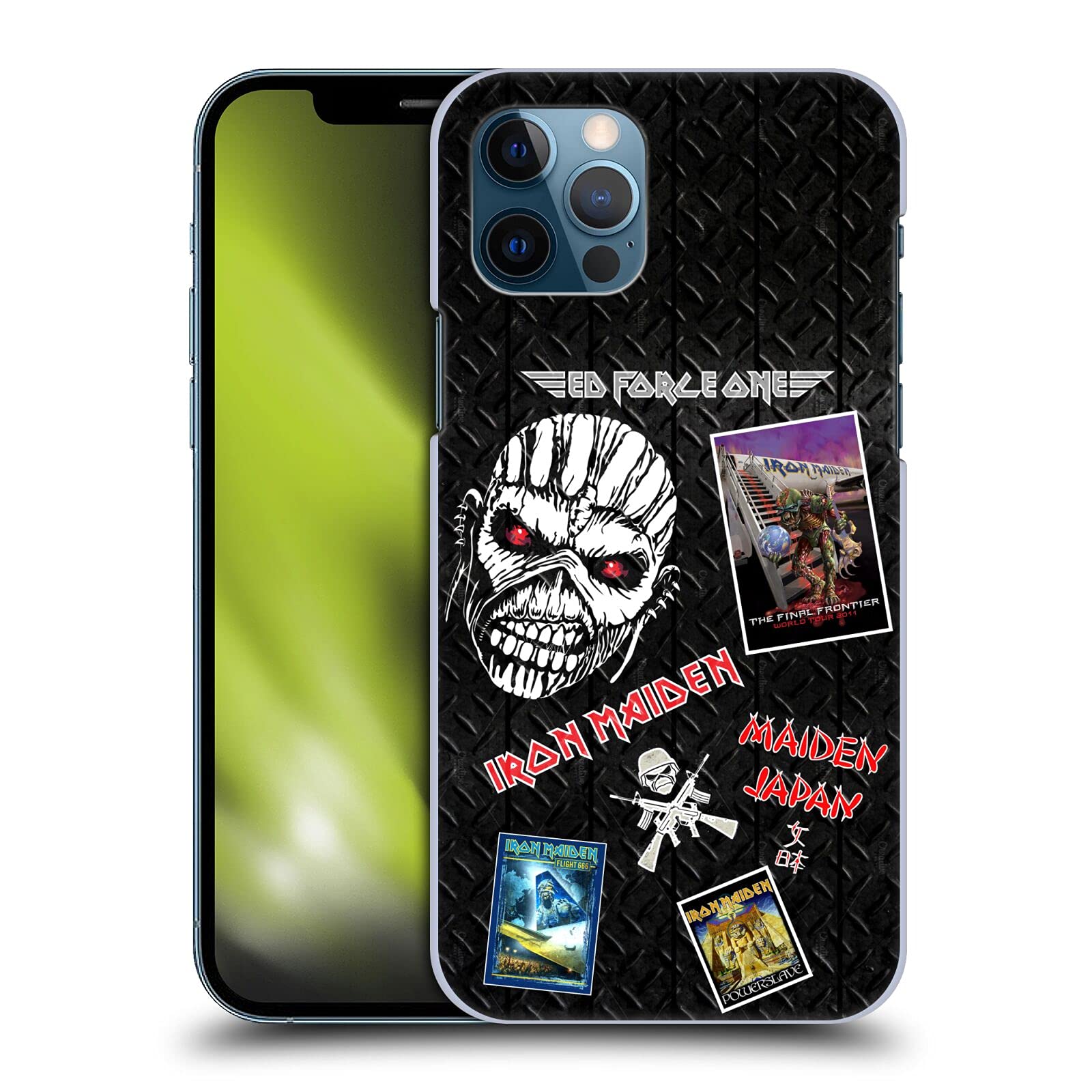 Official Iron Maiden Collage Graphics Hard Back Case for Apple iPhone 12 & iPhone 12 Pro - Licensed Rock Music Phone Cover for Concerts & Daily Use