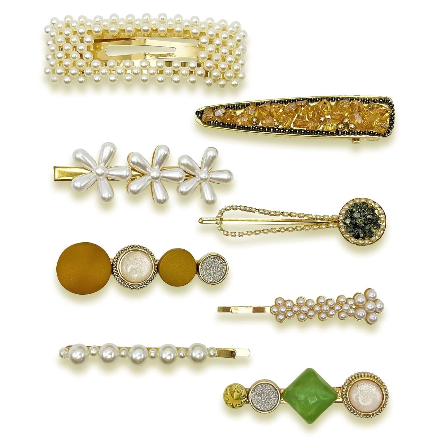 Korean Fashion Pearl Rhinestone Hair Clips - Elegant Metal Hairpins for Women & Girls | Wedding, Party & Daily Wear Hair Accessories