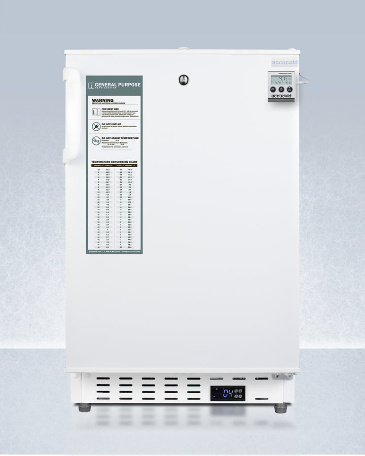 Accucold 20 Inch Wide Built-In Healthcare Refrigerator - ADA Compliant Medical Fridge ADA404REFAL - Perfect for Hospitals, Clinics & Laboratories