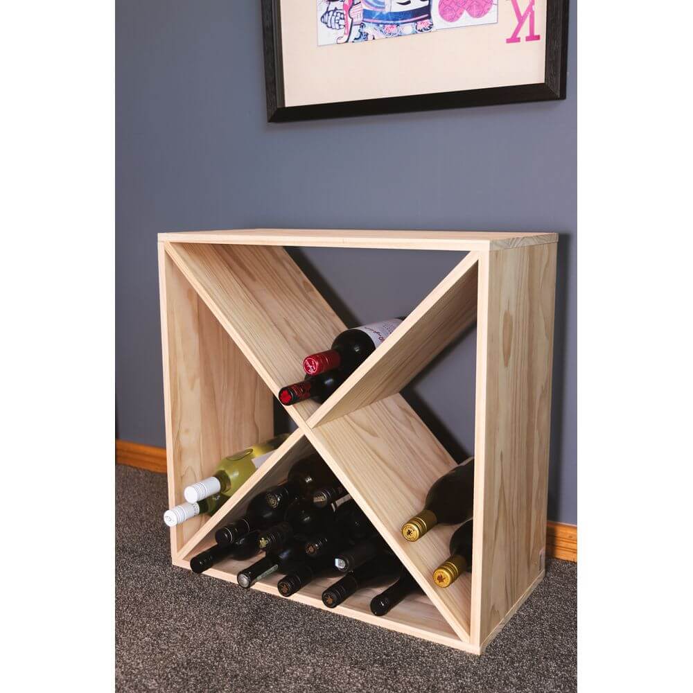 Florence 4-Tier Pine Wood Wine Rack - Sturdy Rustic Wine Bottle Holder for Kitchen, Dining Room, Bar or Cellar Storage